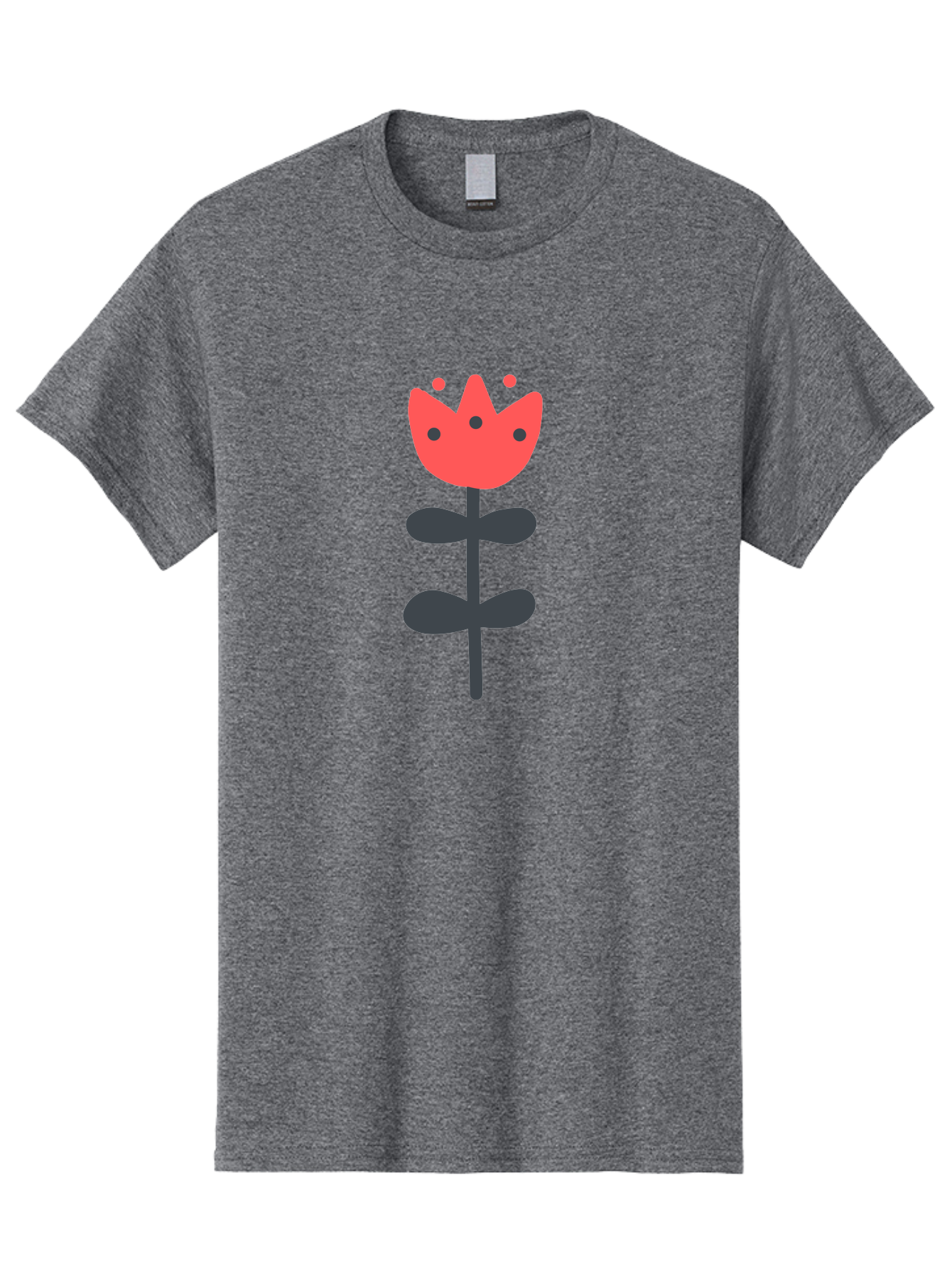 Tulip-1 Men'S Graphic Tee, 100% Cotton, Comfortable Casual Summer Wear, Machine Washable, Stylized Tulip, Cartoon Flower, Simple Design, Minimalist Art, Floral Illustration, Red Petals, Black Leaves, Cute Graphics, Modern Iconography, Aab808 21