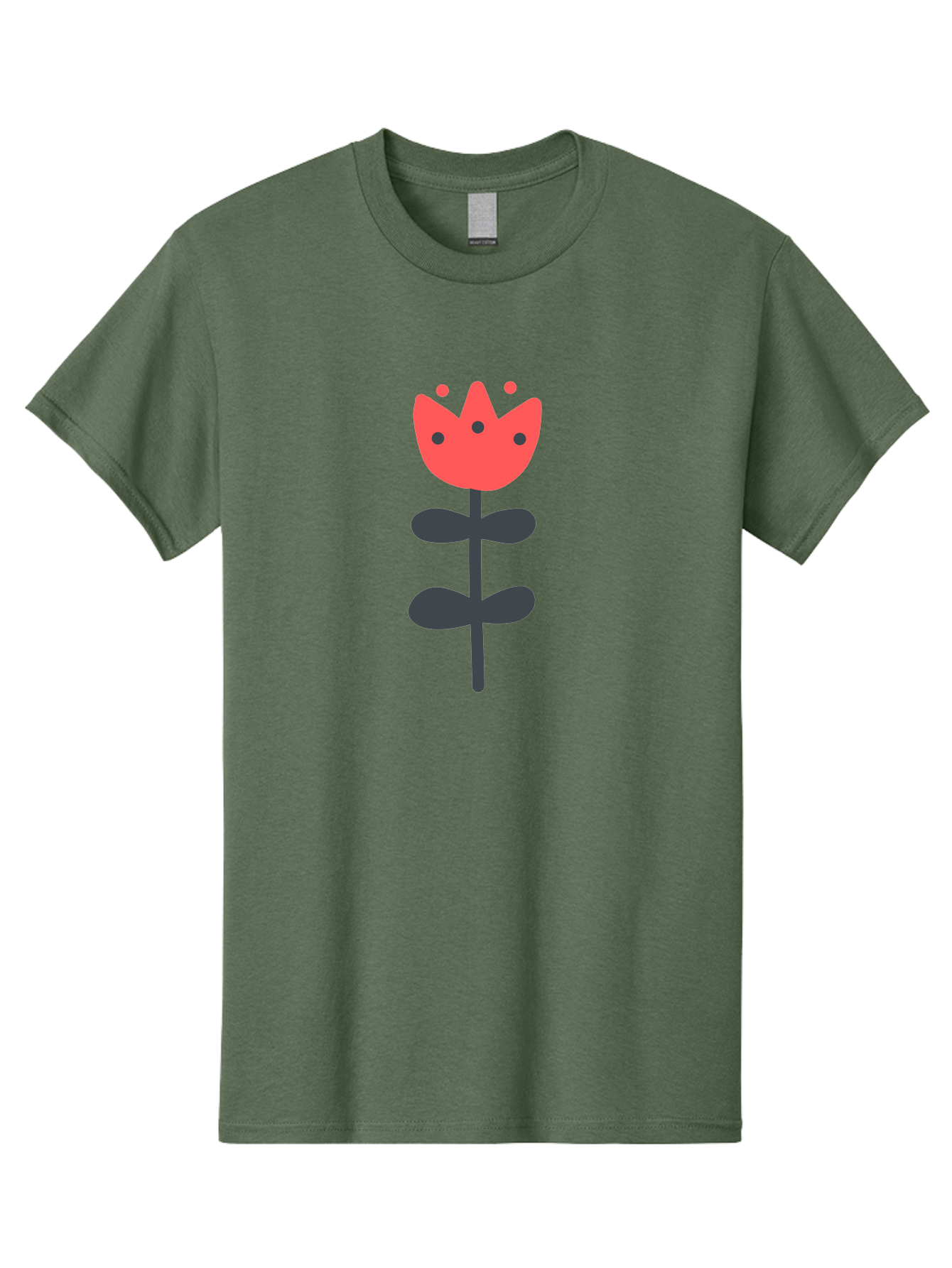 Tulip-1 Men'S Graphic Tee, 100% Cotton, Comfortable Casual Summer Wear, Machine Washable, Stylized Tulip, Cartoon Flower, Simple Design, Minimalist Art, Floral Illustration, Red Petals, Black Leaves, Cute Graphics, Modern Iconography, Aab808 29