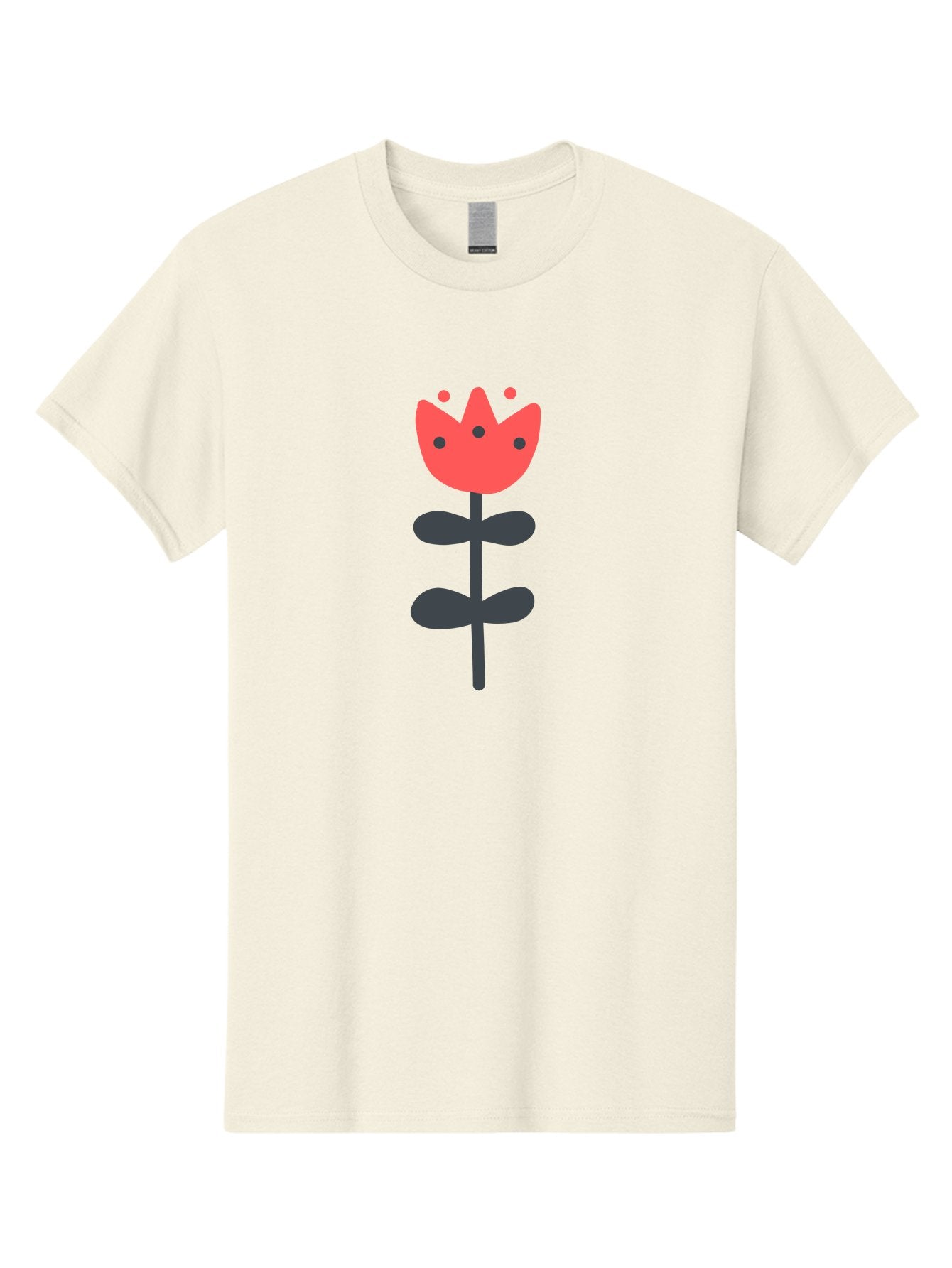 Tulip-1 Men'S Graphic Tee, 100% Cotton, Comfortable Casual Summer Wear, Machine Washable, Stylized Tulip, Cartoon Flower, Simple Design, Minimalist Art, Floral Illustration, Red Petals, Black Leaves, Cute Graphics, Modern Iconography, Aab808 6