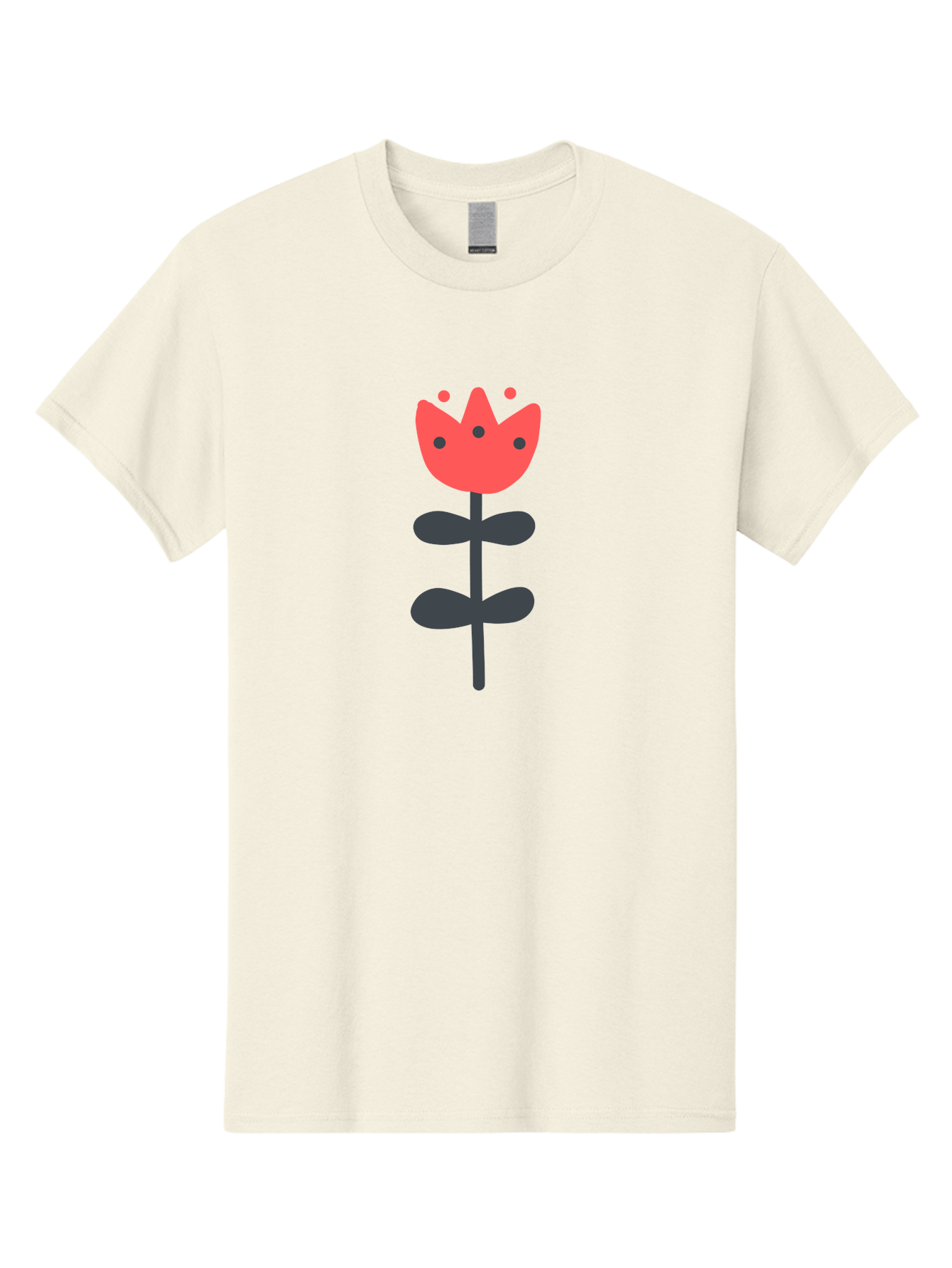 Tulip-1 Men'S Graphic Tee, 100% Cotton, Comfortable Casual Summer Wear, Machine Washable, Stylized Tulip, Cartoon Flower, Simple Design, Minimalist Art, Floral Illustration, Red Petals, Black Leaves, Cute Graphics, Modern Iconography, Aab808 13