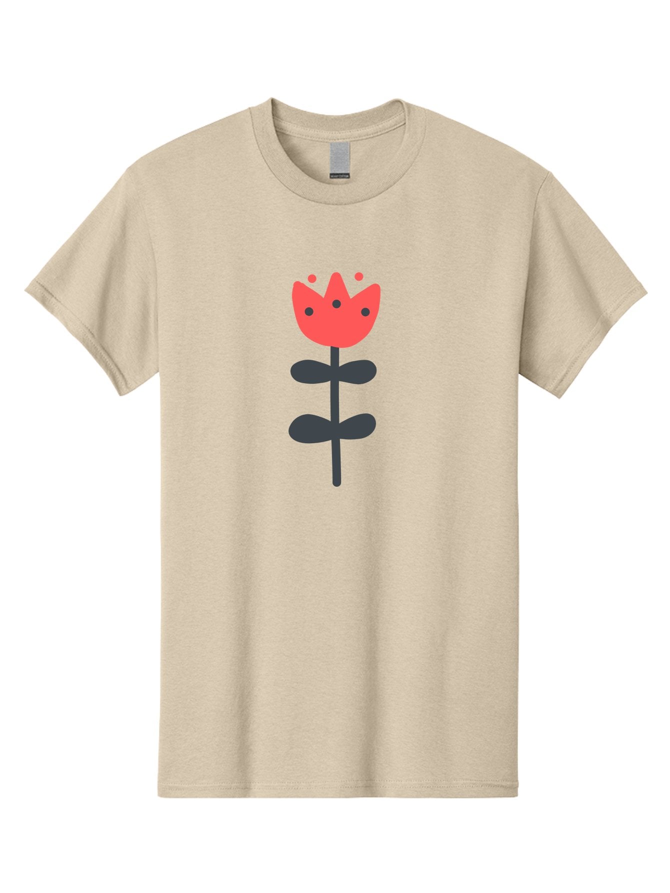Tulip-1 Men'S Graphic Tee, 100% Cotton, Comfortable Casual Summer Wear, Machine Washable, Stylized Tulip, Cartoon Flower, Simple Design, Minimalist Art, Floral Illustration, Red Petals, Black Leaves, Cute Graphics, Modern Iconography, Aab808 15