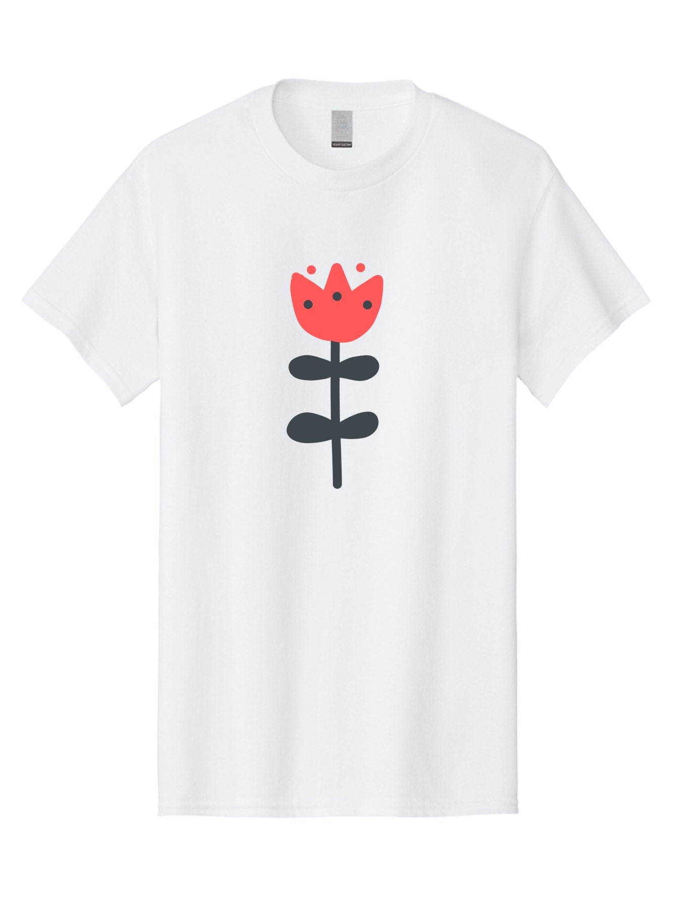 Tulip-1 Men'S Graphic Tee, 100% Cotton, Comfortable Casual Summer Wear, Machine Washable, Stylized Tulip, Cartoon Flower, Simple Design, Minimalist Art, Floral Illustration, Red Petals, Black Leaves, Cute Graphics, Modern Iconography, Aab808 10