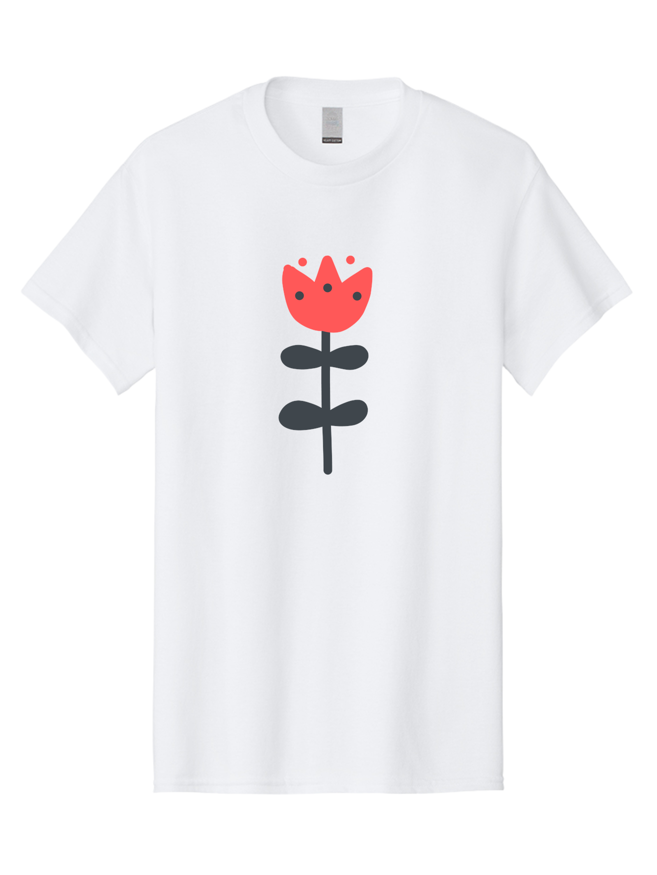 Tulip-1 Men'S Graphic Tee, 100% Cotton, Comfortable Casual Summer Wear, Machine Washable, Stylized Tulip, Cartoon Flower, Simple Design, Minimalist Art, Floral Illustration, Red Petals, Black Leaves, Cute Graphics, Modern Iconography, Aab808 27
