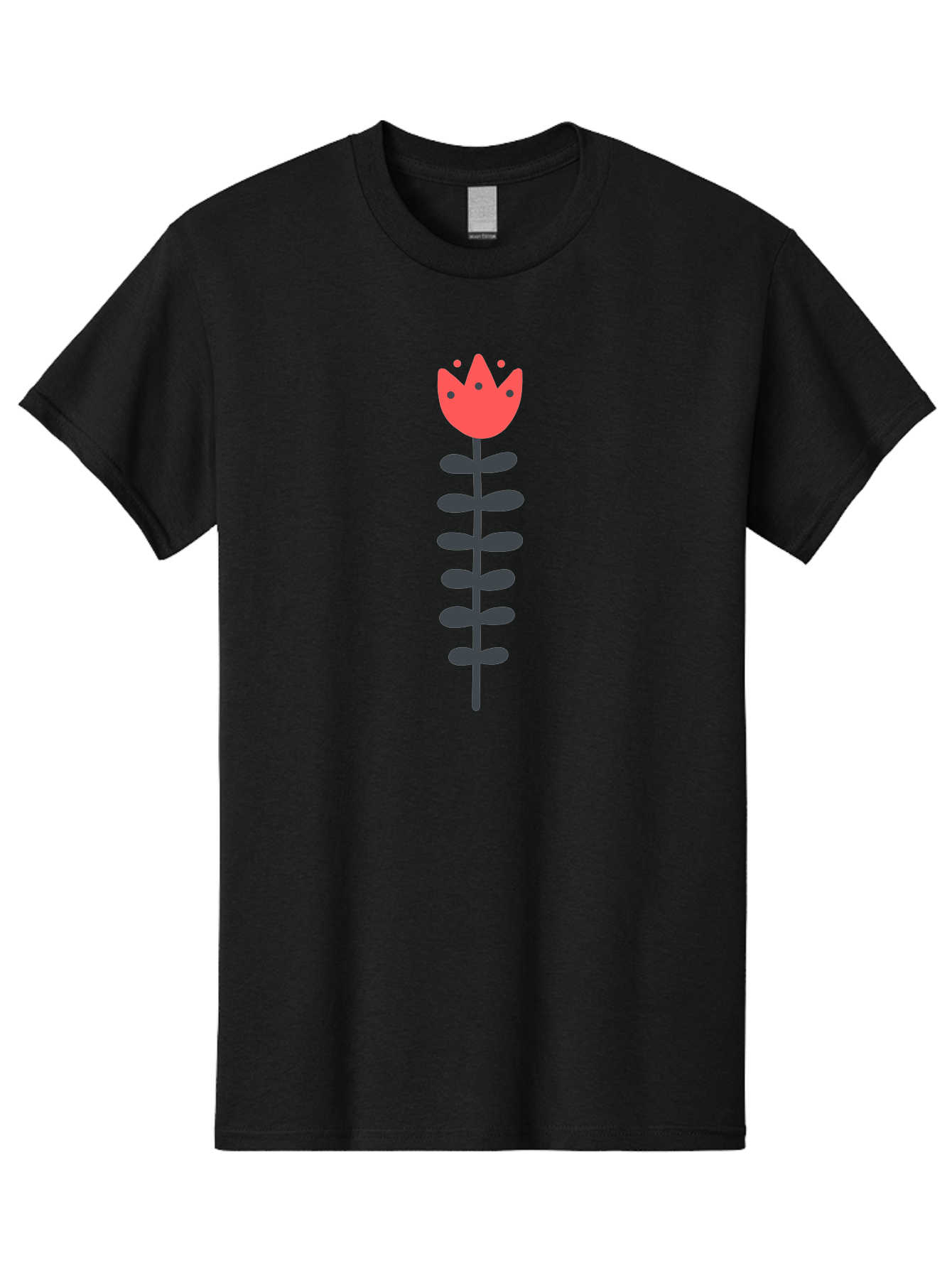 Tulip-Illustration Men'S Graphic Tee, 100% Cotton, Comfortable Casual Summer Wear, Machine Washable, Stylized Tulip, Minimalist Design, Simple Shapes, Red Tulip, Purple Leaves, Modern Art, Floral Motif, Artistic Expression, Creative Design Aab809 23