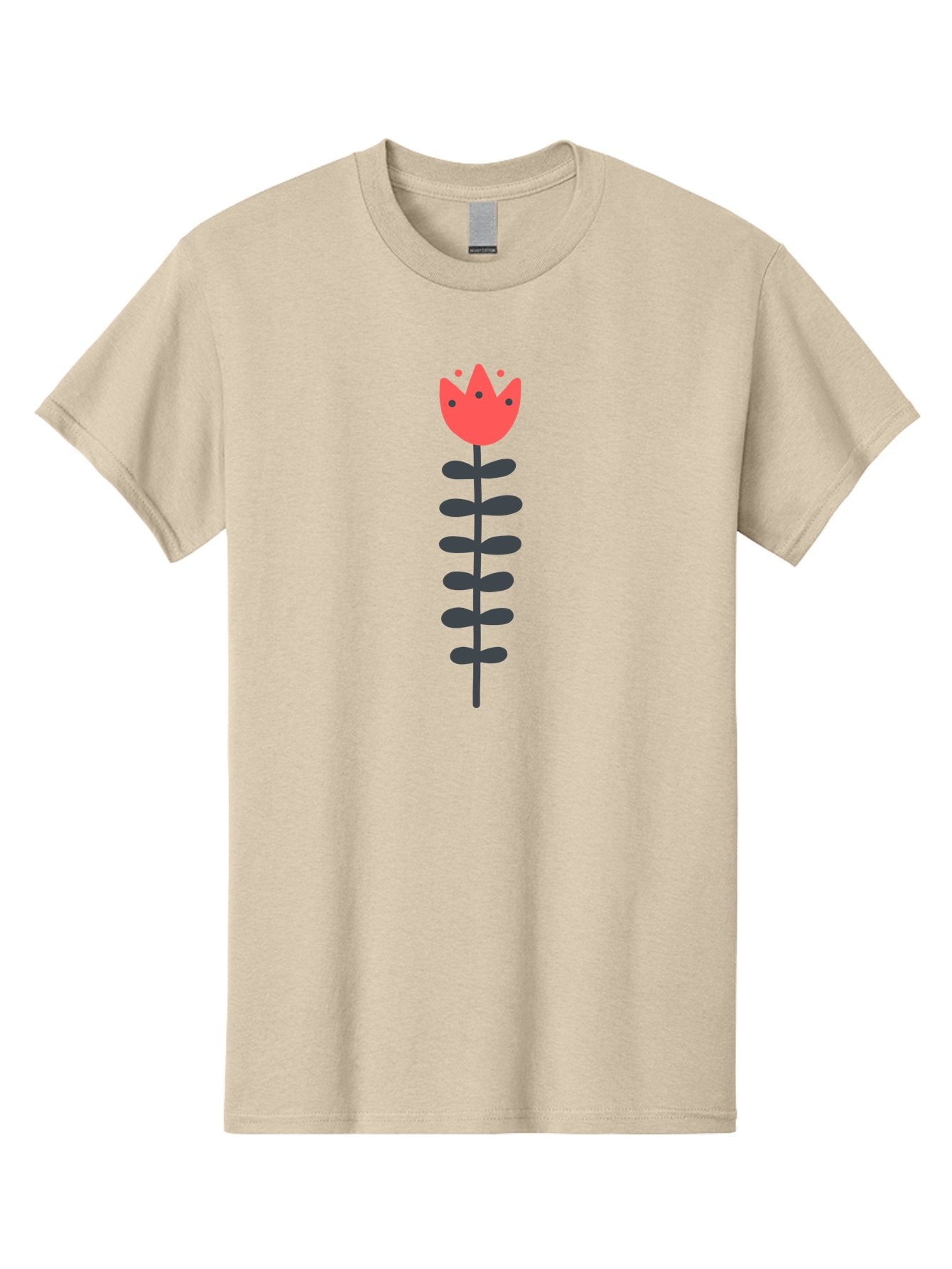 Tulip-Illustration Men'S Graphic Tee, 100% Cotton, Comfortable Casual Summer Wear, Machine Washable, Stylized Tulip, Minimalist Design, Simple Shapes, Red Tulip, Purple Leaves, Modern Art, Floral Motif, Artistic Expression, Creative Design Aab809 7