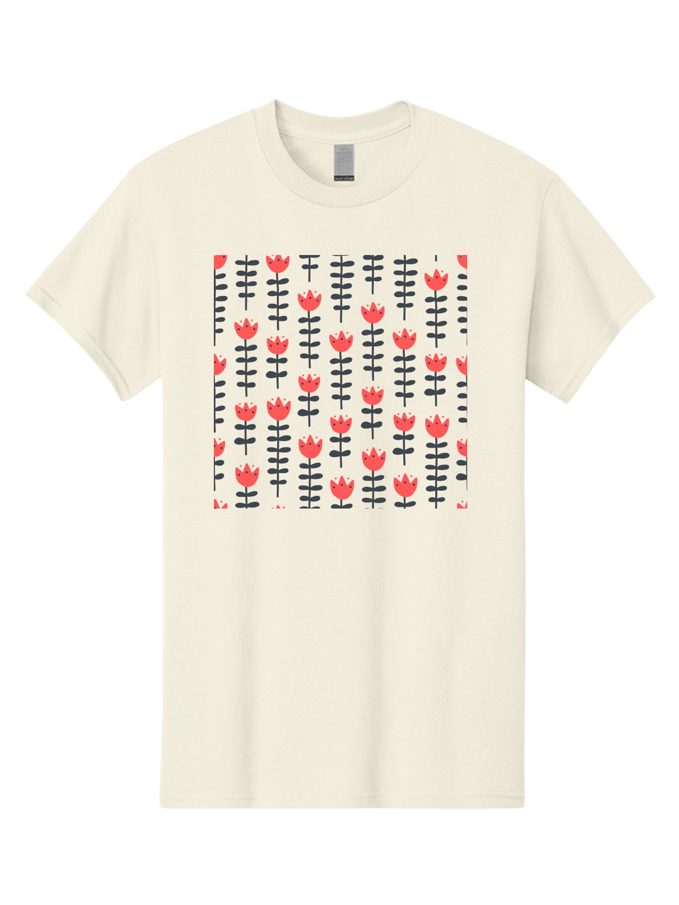 Tulip-Pattern-1 Men'S Graphic Tee, 100% Cotton, Comfortable Casual Summer Wear, Machine Washable, Tulip Pattern, Red Tulips, Black Stems, Floral Design, Repeating Pattern, Minimalist Style, Botanical Print, Wallpaper, Textile Design, Aab810 9