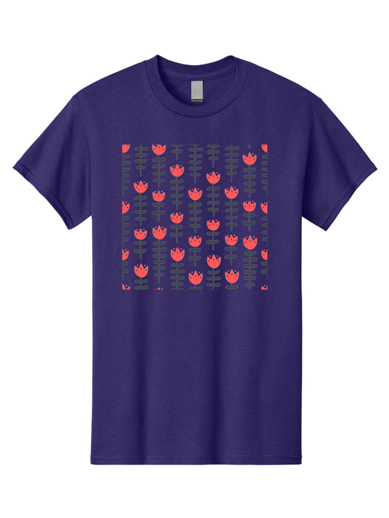 Tulip-Pattern-1 Men'S Graphic Tee, 100% Cotton, Comfortable Casual Summer Wear, Machine Washable, Tulip Pattern, Red Tulips, Black Stems, Floral Design, Repeating Pattern, Minimalist Style, Botanical Print, Wallpaper, Textile Design, Aab810 19