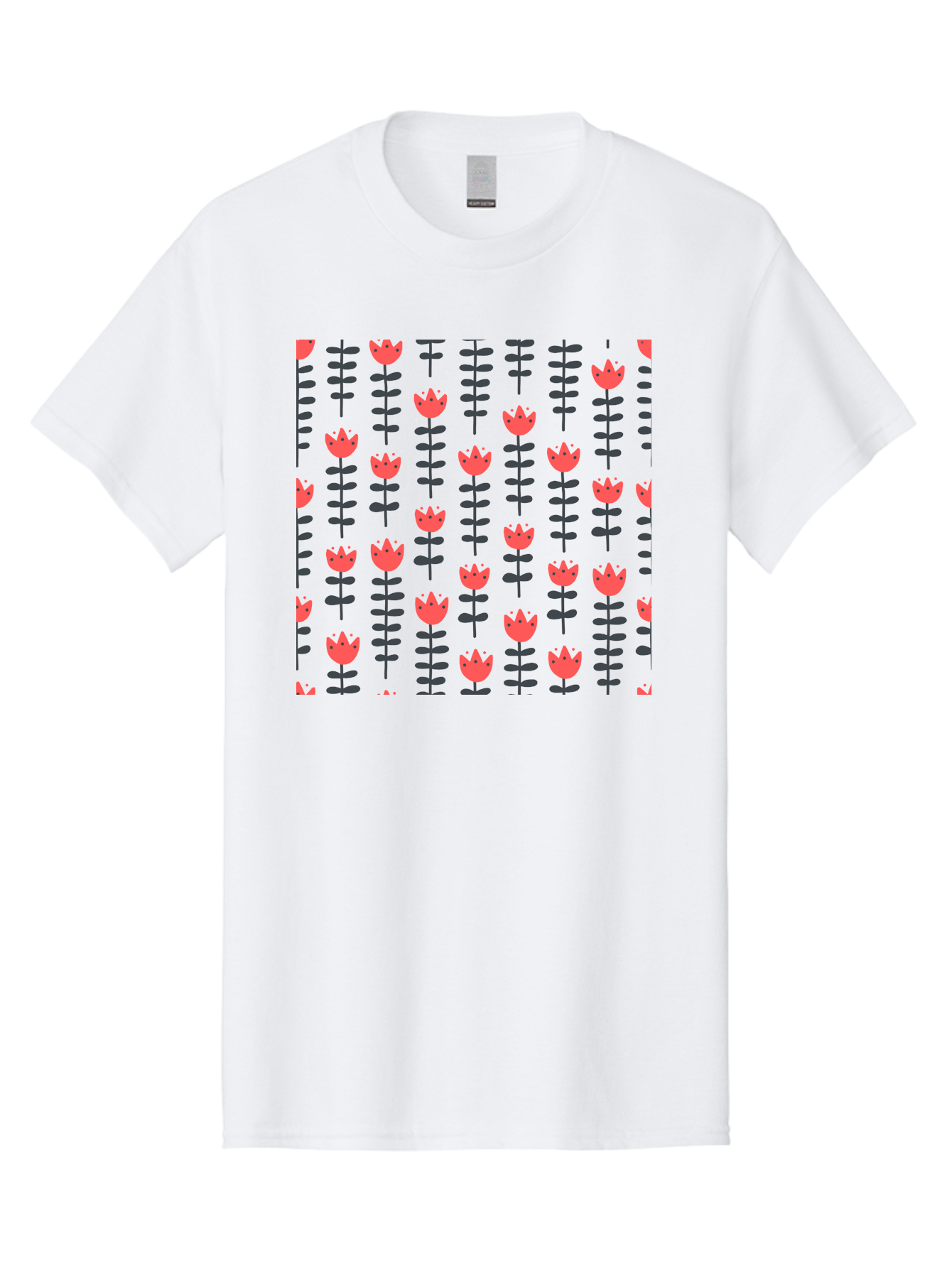 Tulip-Pattern-1 Men'S Graphic Tee, 100% Cotton, Comfortable Casual Summer Wear, Machine Washable, Tulip Pattern, Red Tulips, Black Stems, Floral Design, Repeating Pattern, Minimalist Style, Botanical Print, Wallpaper, Textile Design, Aab810 29