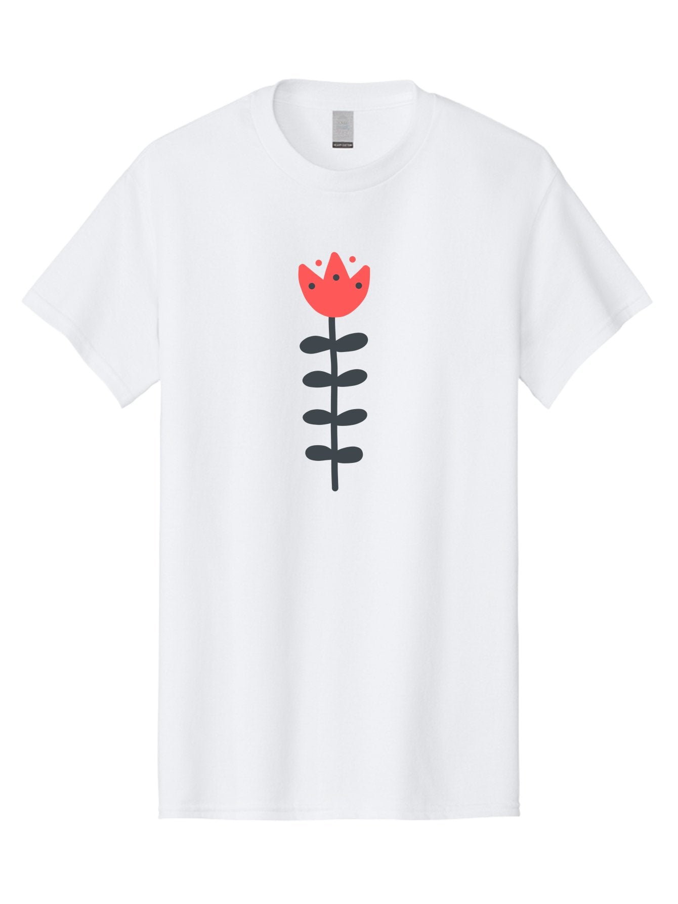 Tulip Men'S Graphic Tee, 100% Cotton, Comfortable Casual Summer Wear, Machine Washable, Red Tulip, Simple Flower, Minimalist Design, Floral Illustration, Cute Cartoon Flower, Vibrant Red Petals, Simple Stem, Black Leaves Aab812 9
