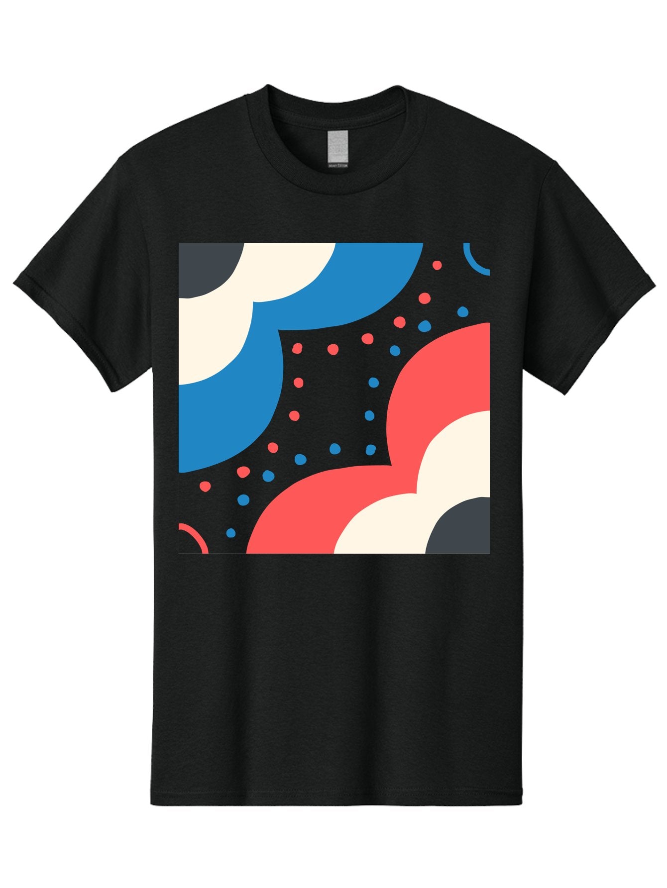 Vibrant-Dots-Pattern Men'S Graphic Tee, 100% Cotton, Comfortable Casual Summer Wear, Machine Washable, Colorful Abstract Pattern, Vibrant Shapes, Blue, Red, Pink, White, Black, Geometric Design, Playful Artwork, Modern Graphic, Trendy Colors, Aab815 12
