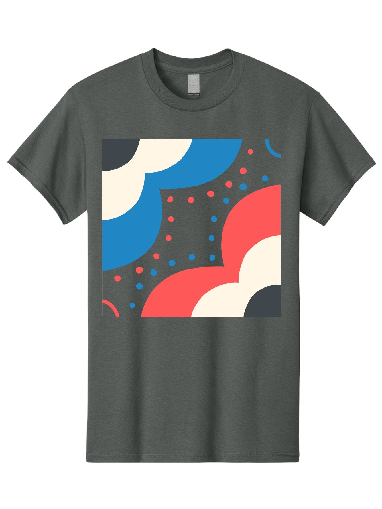 Vibrant-Dots-Pattern Men'S Graphic Tee, 100% Cotton, Comfortable Casual Summer Wear, Machine Washable, Colorful Abstract Pattern, Vibrant Shapes, Blue, Red, Pink, White, Black, Geometric Design, Playful Artwork, Modern Graphic, Trendy Colors, Aab815