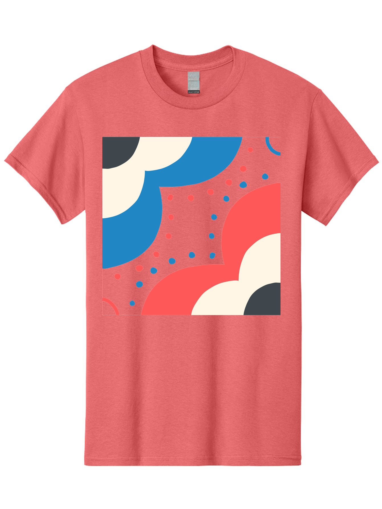 Vibrant-Dots-Pattern Men'S Graphic Tee, 100% Cotton, Comfortable Casual Summer Wear, Machine Washable, Colorful Abstract Pattern, Vibrant Shapes, Blue, Red, Pink, White, Black, Geometric Design, Playful Artwork, Modern Graphic, Trendy Colors, Aab815