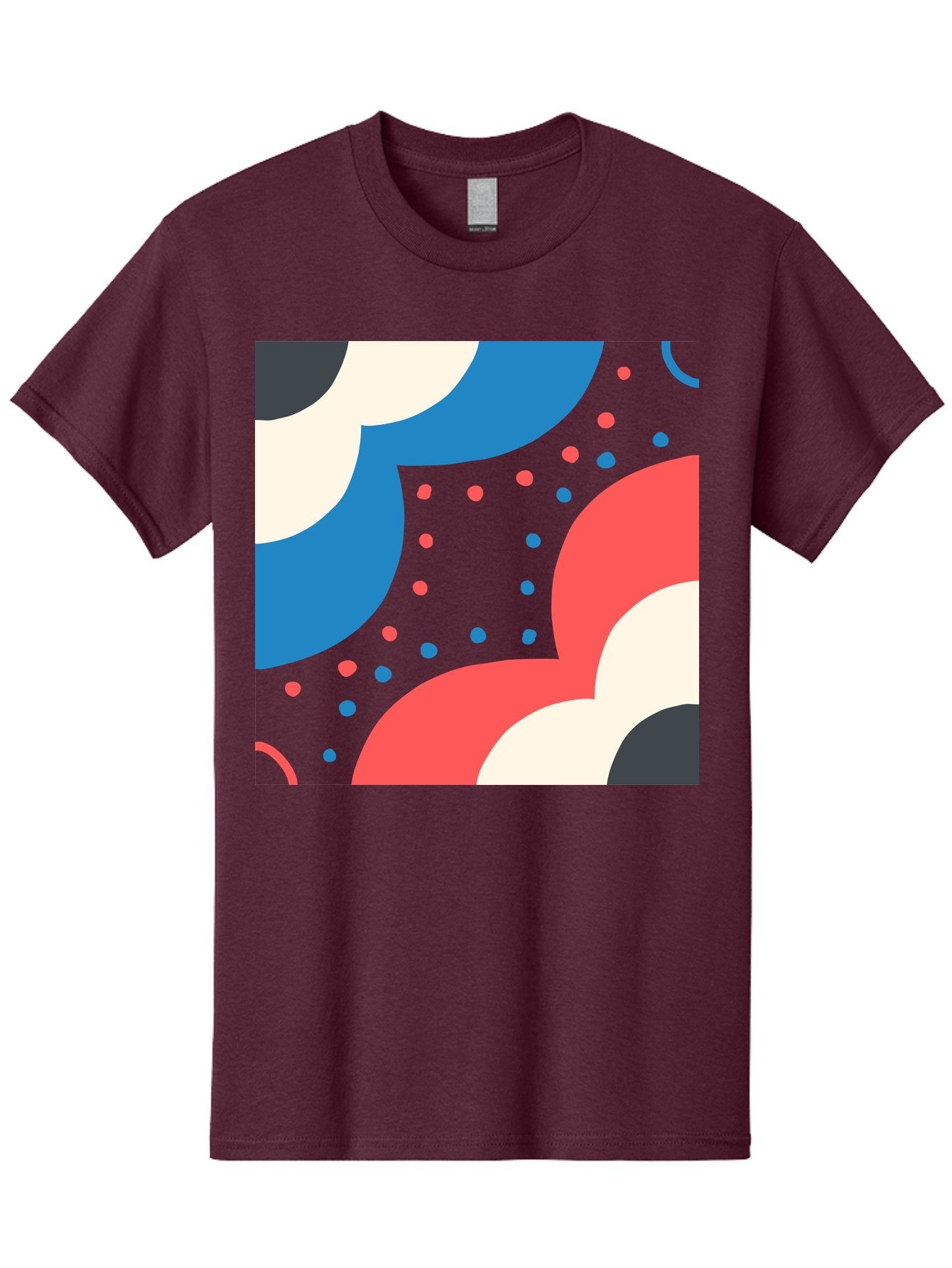 Vibrant-Dots-Pattern Men'S Graphic Tee, 100% Cotton, Comfortable Casual Summer Wear, Machine Washable, Colorful Abstract Pattern, Vibrant Shapes, Blue, Red, Pink, White, Black, Geometric Design, Playful Artwork, Modern Graphic, Trendy Colors, Aab815 14