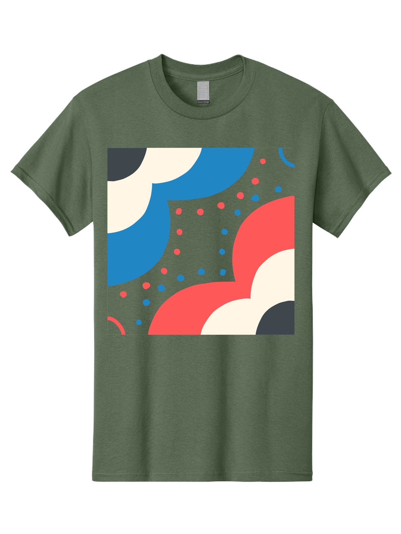 Vibrant-Dots-Pattern Men'S Graphic Tee, 100% Cotton, Comfortable Casual Summer Wear, Machine Washable, Colorful Abstract Pattern, Vibrant Shapes, Blue, Red, Pink, White, Black, Geometric Design, Playful Artwork, Modern Graphic, Trendy Colors, Aab815