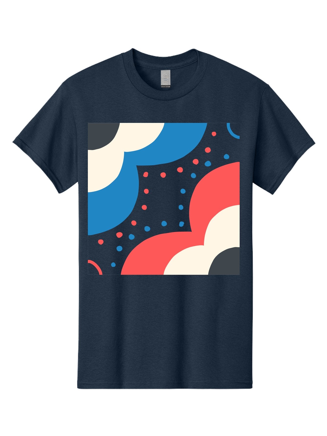 Vibrant-Dots-Pattern Men'S Graphic Tee, 100% Cotton, Comfortable Casual Summer Wear, Machine Washable, Colorful Abstract Pattern, Vibrant Shapes, Blue, Red, Pink, White, Black, Geometric Design, Playful Artwork, Modern Graphic, Trendy Colors, Aab815 9
