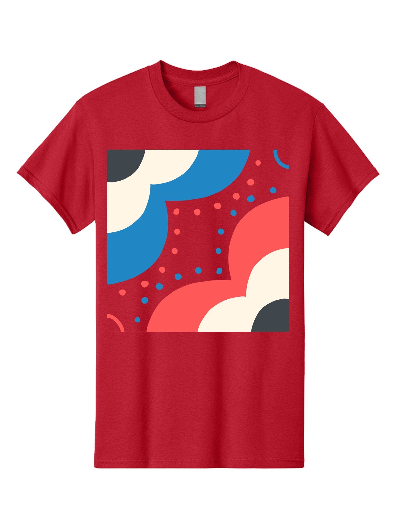 Vibrant-Dots-Pattern Men'S Graphic Tee, 100% Cotton, Comfortable Casual Summer Wear, Machine Washable, Colorful Abstract Pattern, Vibrant Shapes, Blue, Red, Pink, White, Black, Geometric Design, Playful Artwork, Modern Graphic, Trendy Colors, Aab815 10