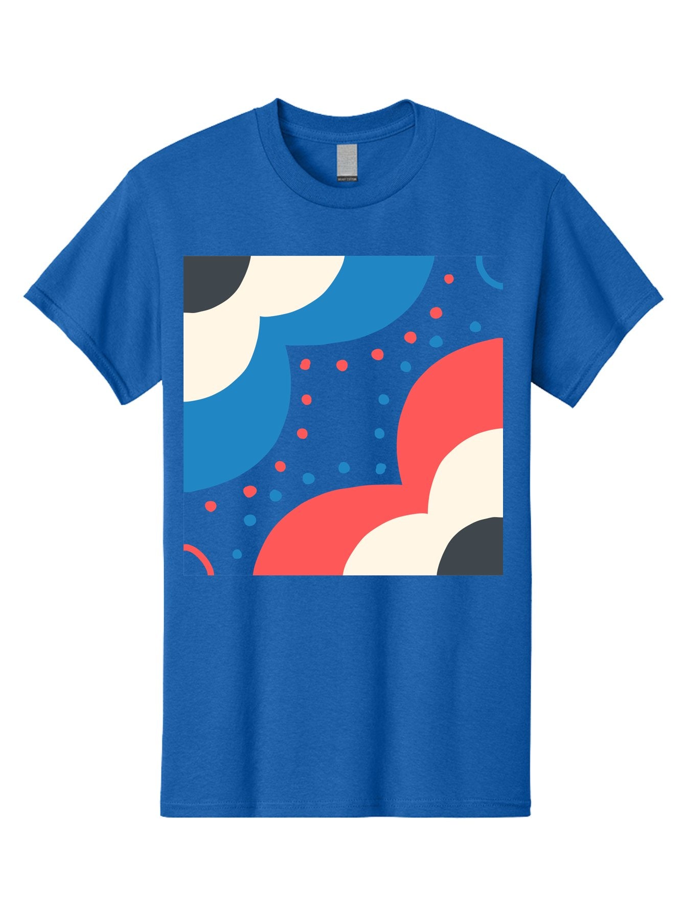 Vibrant-Dots-Pattern Men'S Graphic Tee, 100% Cotton, Comfortable Casual Summer Wear, Machine Washable, Colorful Abstract Pattern, Vibrant Shapes, Blue, Red, Pink, White, Black, Geometric Design, Playful Artwork, Modern Graphic, Trendy Colors, Aab815 6