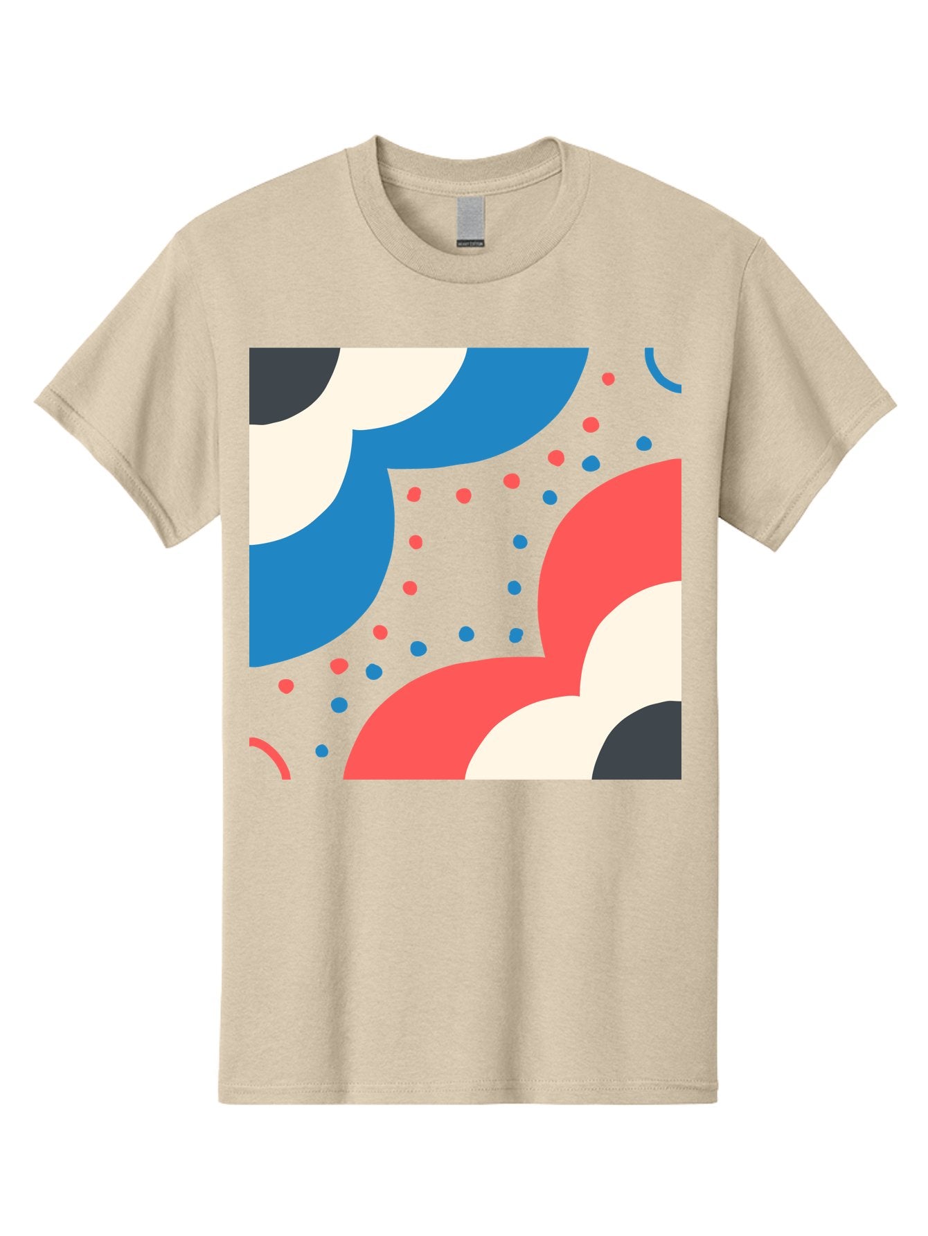 Vibrant-Dots-Pattern Men'S Graphic Tee, 100% Cotton, Comfortable Casual Summer Wear, Machine Washable, Colorful Abstract Pattern, Vibrant Shapes, Blue, Red, Pink, White, Black, Geometric Design, Playful Artwork, Modern Graphic, Trendy Colors, Aab815 13