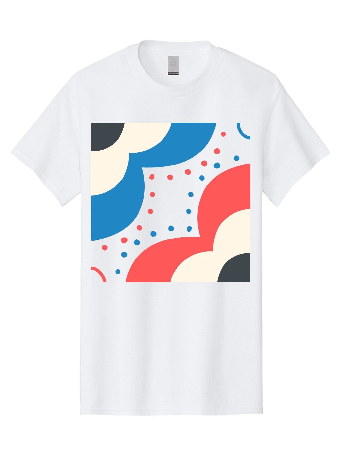 Vibrant-Dots-Pattern Men'S Graphic Tee, 100% Cotton, Comfortable Casual Summer Wear, Machine Washable, Colorful Abstract Pattern, Vibrant Shapes, Blue, Red, Pink, White, Black, Geometric Design, Playful Artwork, Modern Graphic, Trendy Colors, Aab815 7