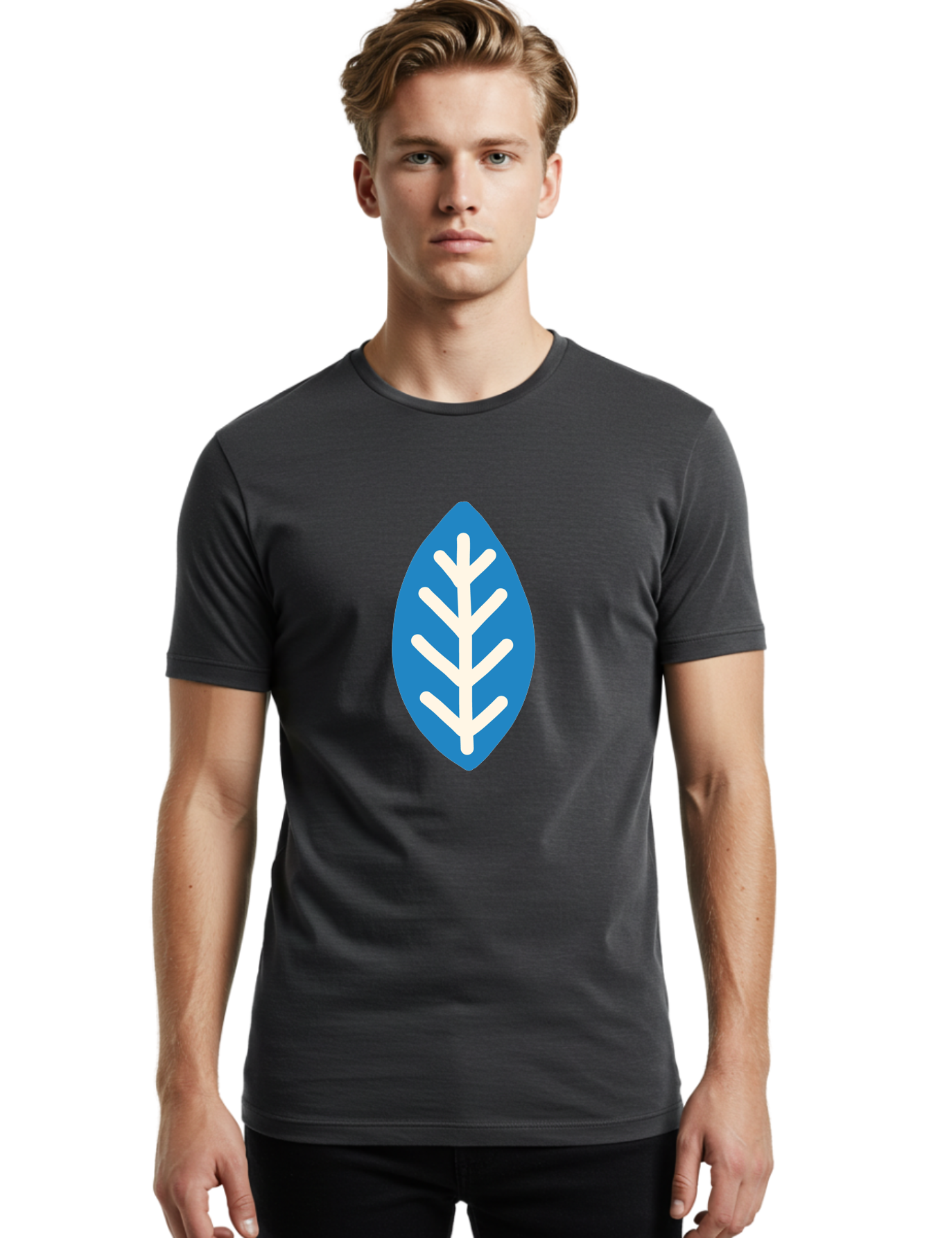 White-Leaf Men'S Graphic Tee, 100% Cotton, Comfortable Casual Summer Wear, Machine Washable, White Branch, Leaf Symbol, Nature Icon, Simple Design, Minimalistic Art, Eco-Friendly Logo, Stylized Leaf Aab817 4