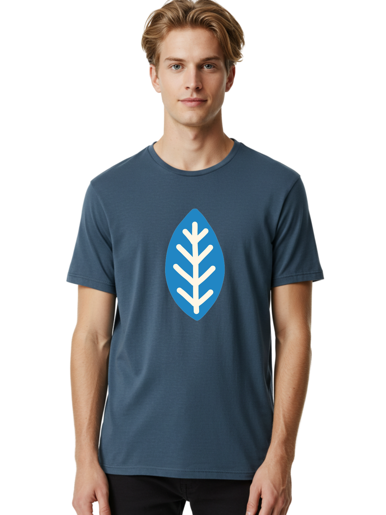 White-Leaf Men'S Graphic Tee, 100% Cotton, Comfortable Casual Summer Wear, Machine Washable, White Branch, Leaf Symbol, Nature Icon, Simple Design, Minimalistic Art, Eco-Friendly Logo, Stylized Leaf Aab817 8