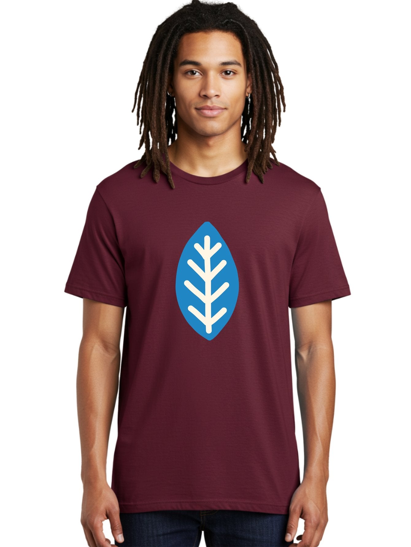 White-Leaf Men'S Graphic Tee, 100% Cotton, Comfortable Casual Summer Wear, Machine Washable, White Branch, Leaf Symbol, Nature Icon, Simple Design, Minimalistic Art, Eco-Friendly Logo, Stylized Leaf Aab817 17