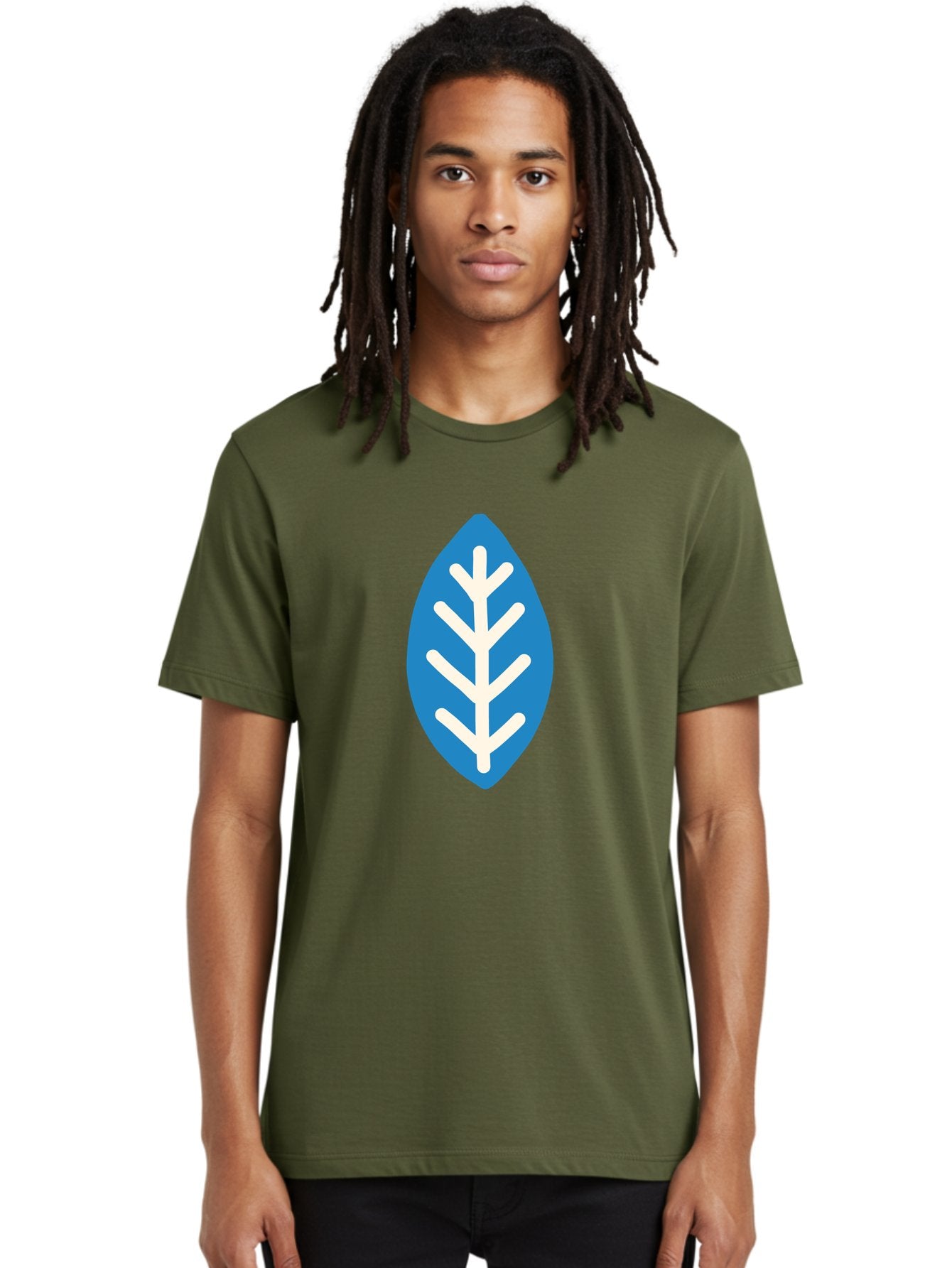 White-Leaf Men'S Graphic Tee, 100% Cotton, Comfortable Casual Summer Wear, Machine Washable, White Branch, Leaf Symbol, Nature Icon, Simple Design, Minimalistic Art, Eco-Friendly Logo, Stylized Leaf Aab817 21