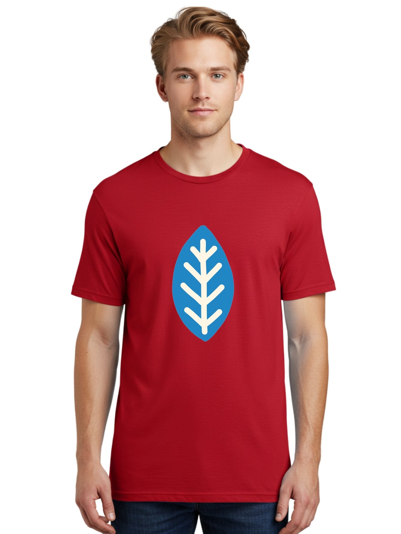 White-Leaf Men'S Graphic Tee, 100% Cotton, Comfortable Casual Summer Wear, Machine Washable, White Branch, Leaf Symbol, Nature Icon, Simple Design, Minimalistic Art, Eco-Friendly Logo, Stylized Leaf Aab817 19