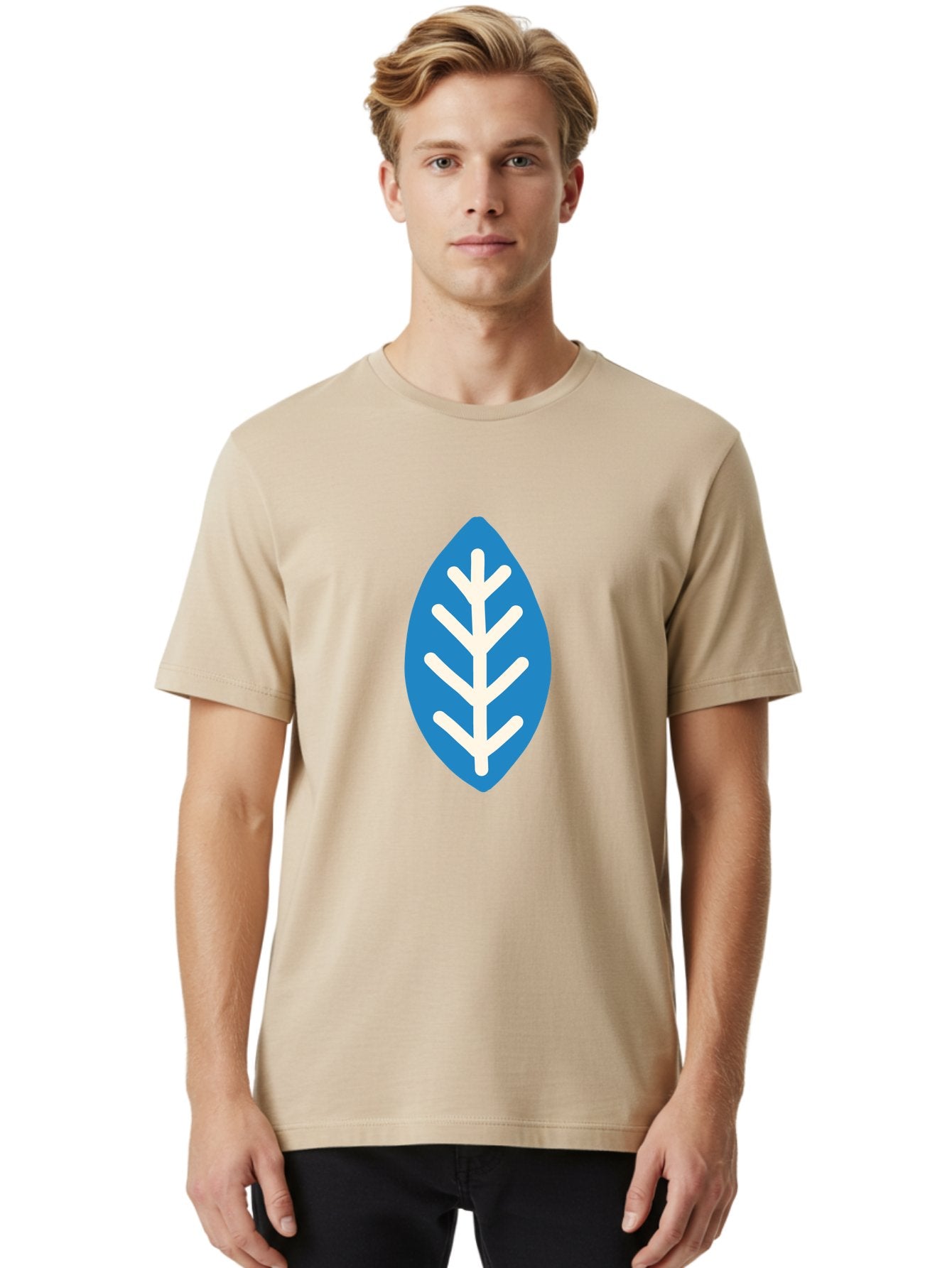 White-Leaf Men'S Graphic Tee, 100% Cotton, Comfortable Casual Summer Wear, Machine Washable, White Branch, Leaf Symbol, Nature Icon, Simple Design, Minimalistic Art, Eco-Friendly Logo, Stylized Leaf Aab817 26