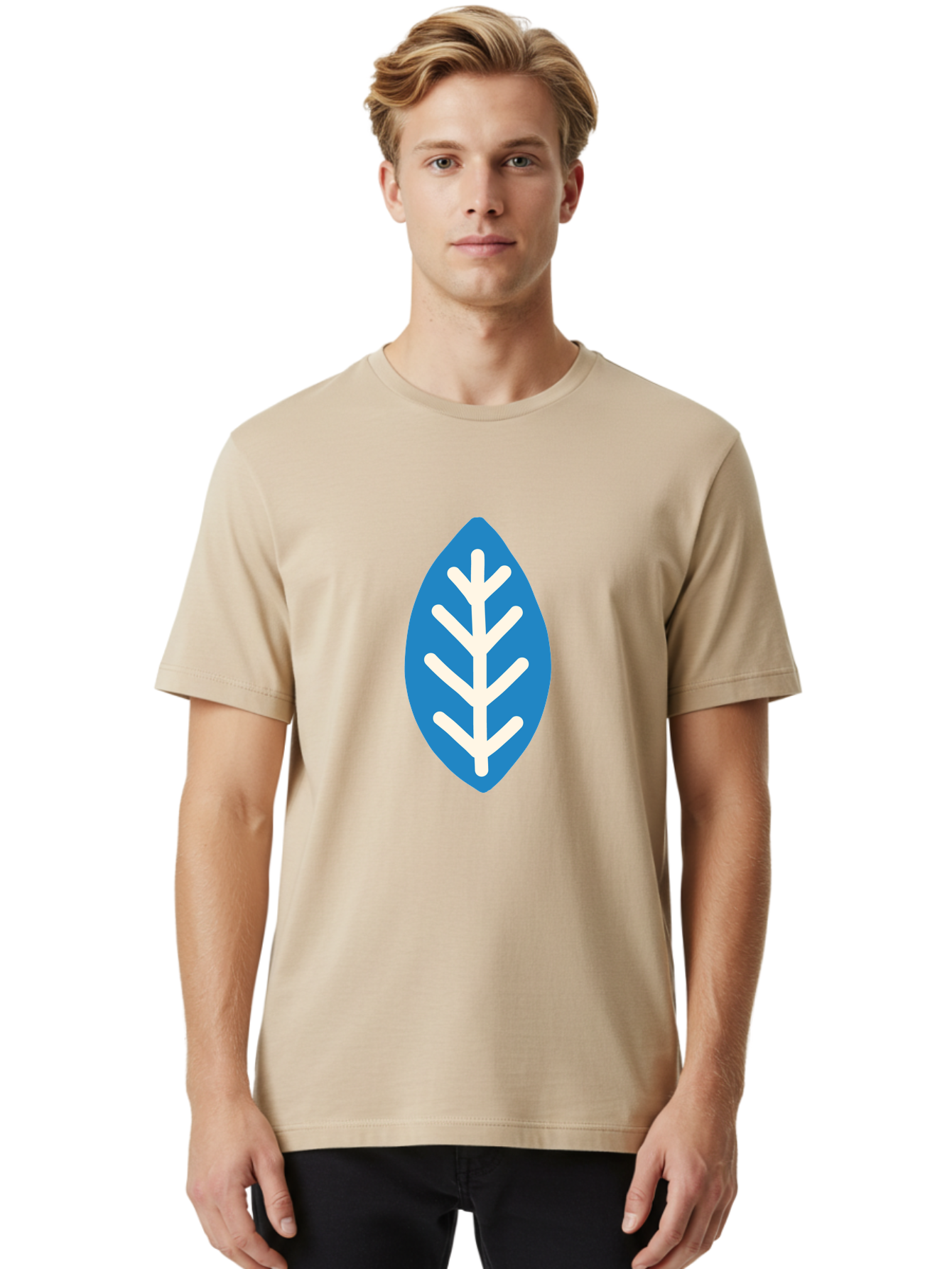 White-Leaf Men'S Graphic Tee, 100% Cotton, Comfortable Casual Summer Wear, Machine Washable, White Branch, Leaf Symbol, Nature Icon, Simple Design, Minimalistic Art, Eco-Friendly Logo, Stylized Leaf Aab817 10