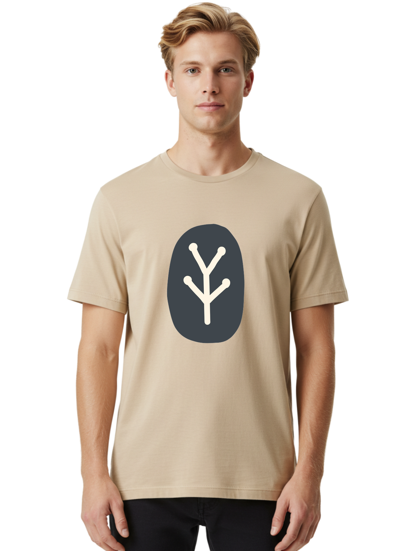 Y-Symbol Men'S Graphic Tee, 100% Cotton, Comfortable Casual Summer Wear, Machine Washable, White Y Symbol, Minimalist Design, Simple Icon, Abstract Logo, Stylized Letter, Modern Graphic Aab818 4
