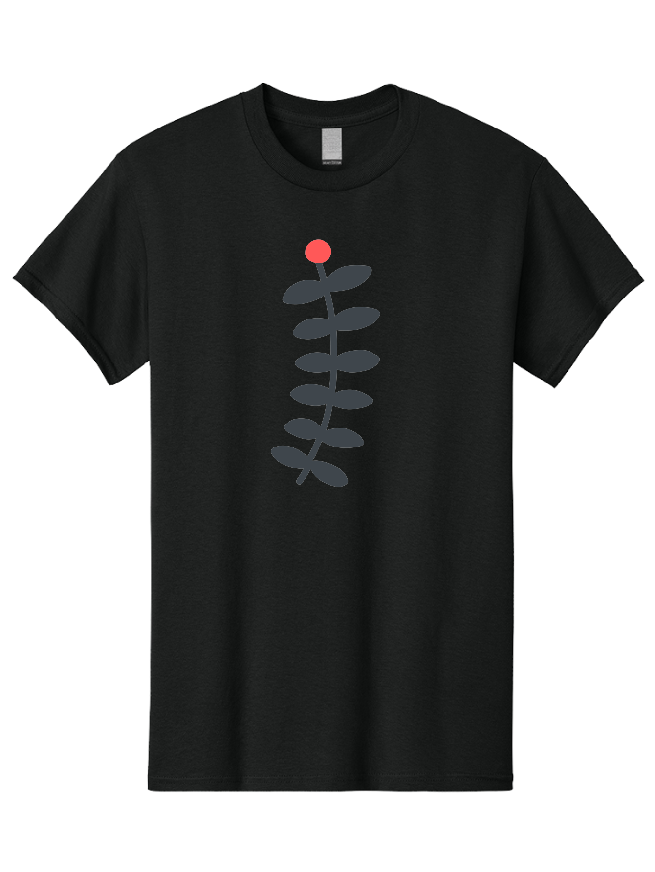 Zig-Zag-Plant Men'S Graphic Tee, 100% Cotton, Comfortable Casual Summer Wear, Machine Washable, Plant Stem, Dark Grey Leaves, Red Bud, Minimalist Design, Simple Shape, Botanical Illustration, Modern Art Aab819