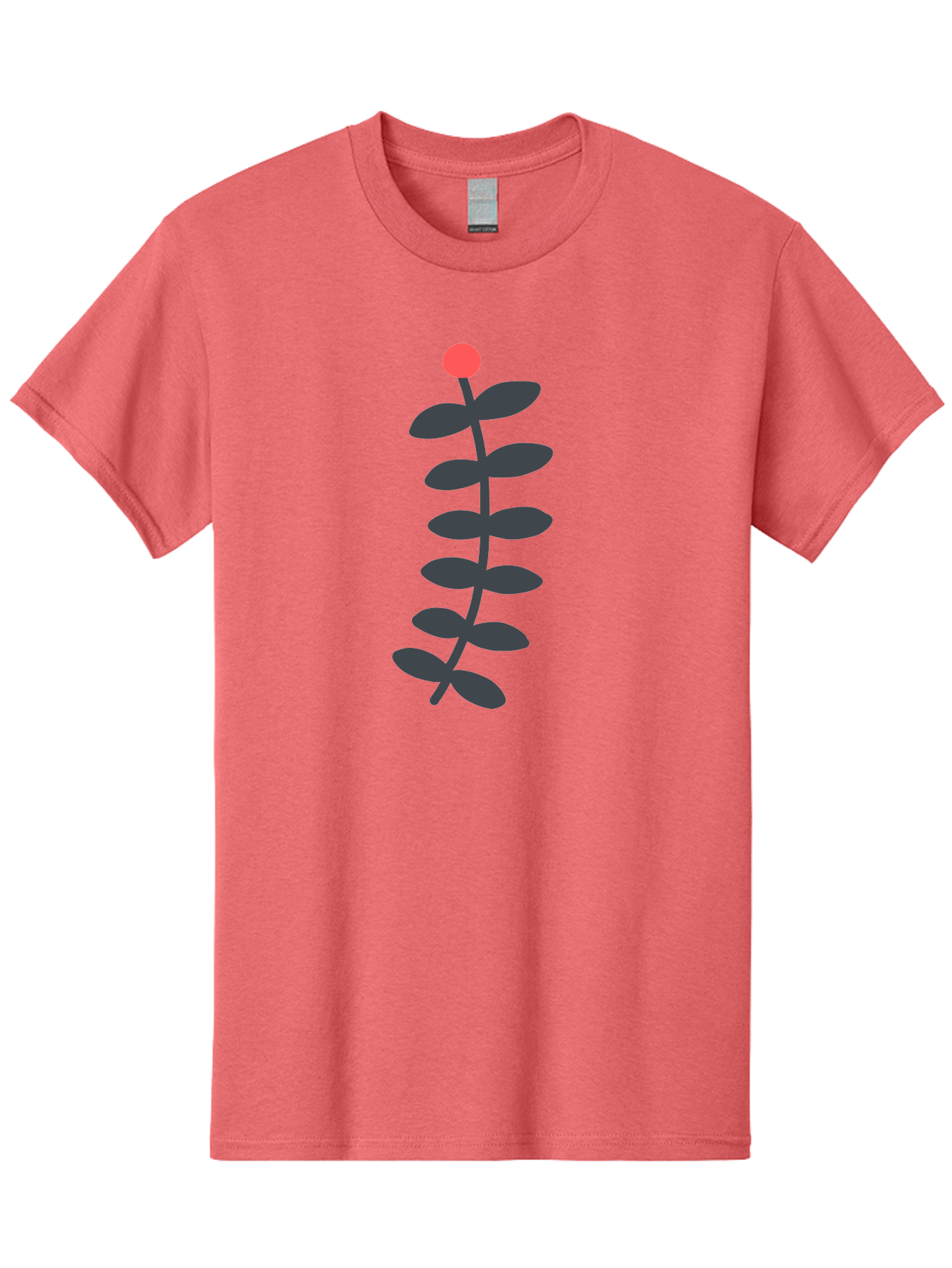 Zig-Zag-Plant Men'S Graphic Tee, 100% Cotton, Comfortable Casual Summer Wear, Machine Washable, Plant Stem, Dark Grey Leaves, Red Bud, Minimalist Design, Simple Shape, Botanical Illustration, Modern Art Aab819 29