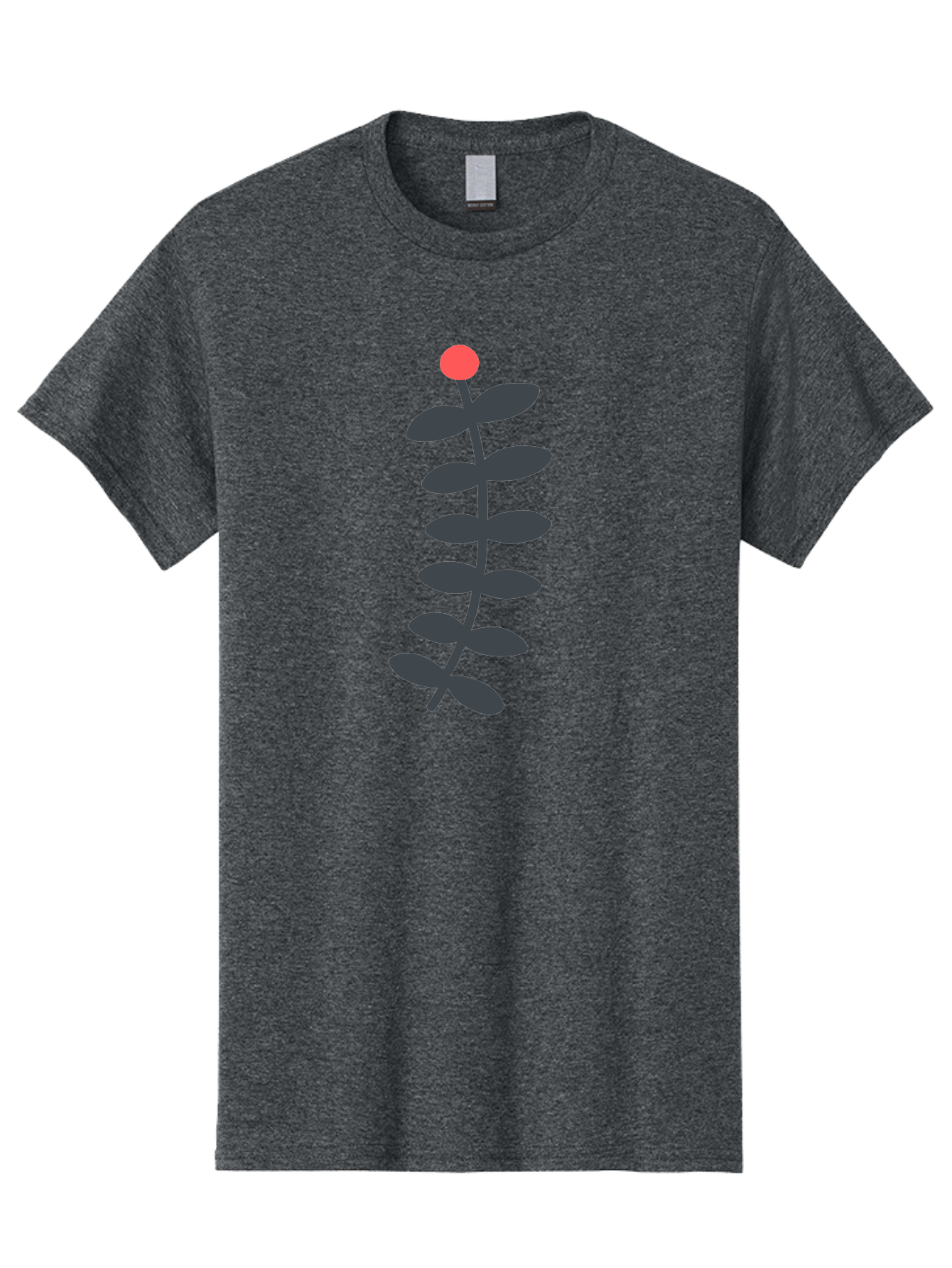 Zig-Zag-Plant Men'S Graphic Tee, 100% Cotton, Comfortable Casual Summer Wear, Machine Washable, Plant Stem, Dark Grey Leaves, Red Bud, Minimalist Design, Simple Shape, Botanical Illustration, Modern Art Aab819 3