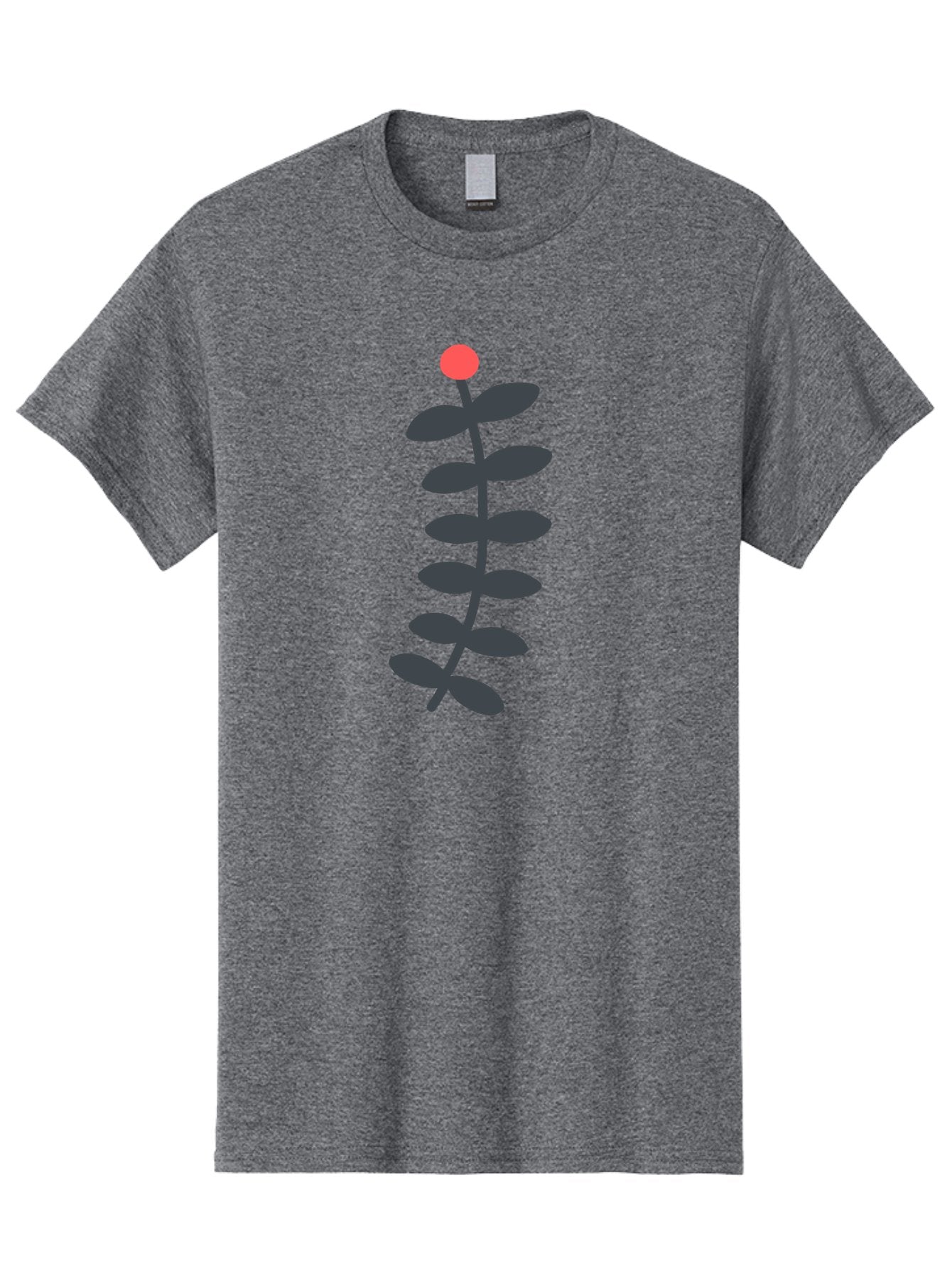 Zig-Zag-Plant Men'S Graphic Tee, 100% Cotton, Comfortable Casual Summer Wear, Machine Washable, Plant Stem, Dark Grey Leaves, Red Bud, Minimalist Design, Simple Shape, Botanical Illustration, Modern Art Aab819 9
