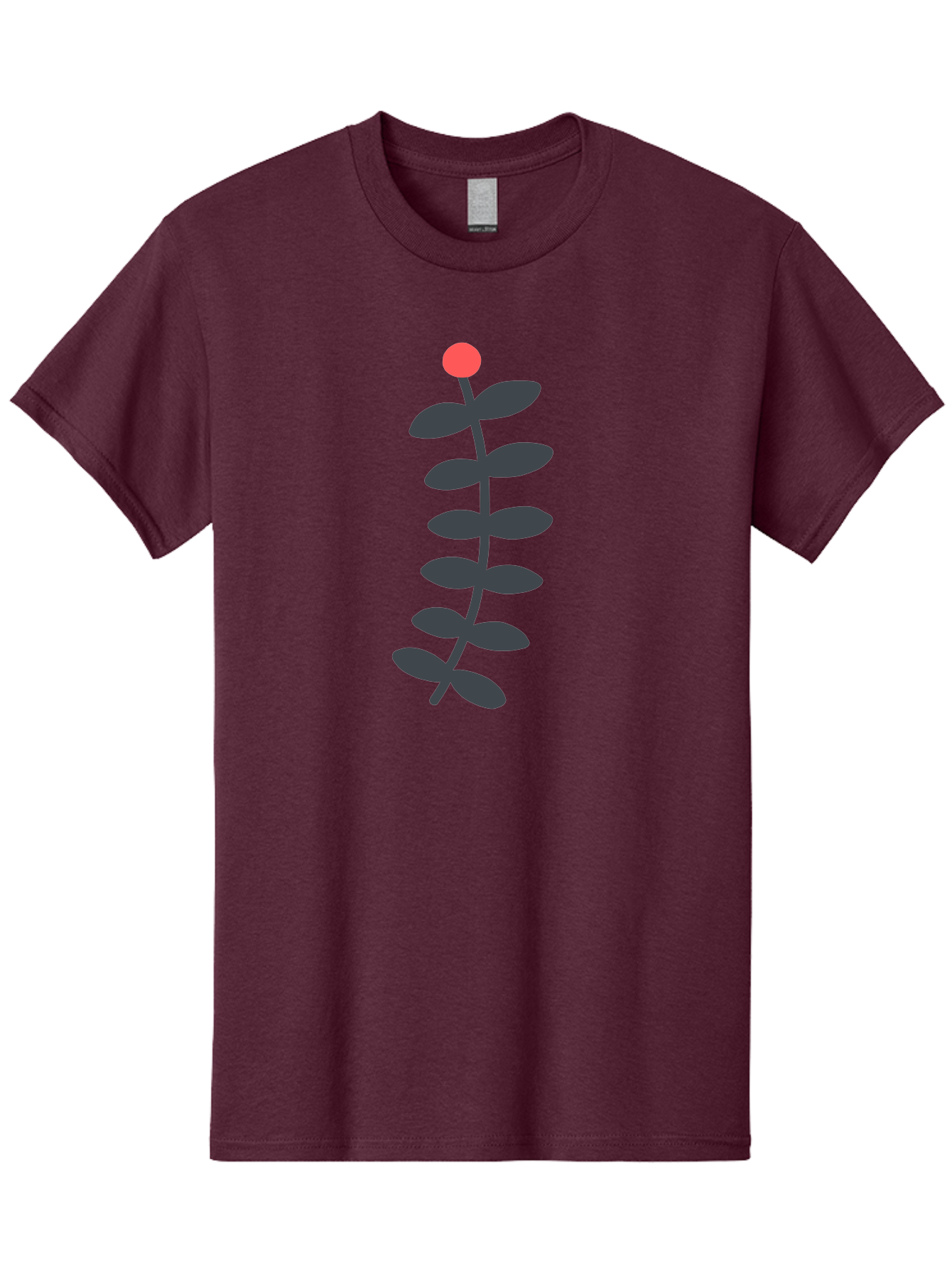 Zig-Zag-Plant Men'S Graphic Tee, 100% Cotton, Comfortable Casual Summer Wear, Machine Washable, Plant Stem, Dark Grey Leaves, Red Bud, Minimalist Design, Simple Shape, Botanical Illustration, Modern Art Aab819 7