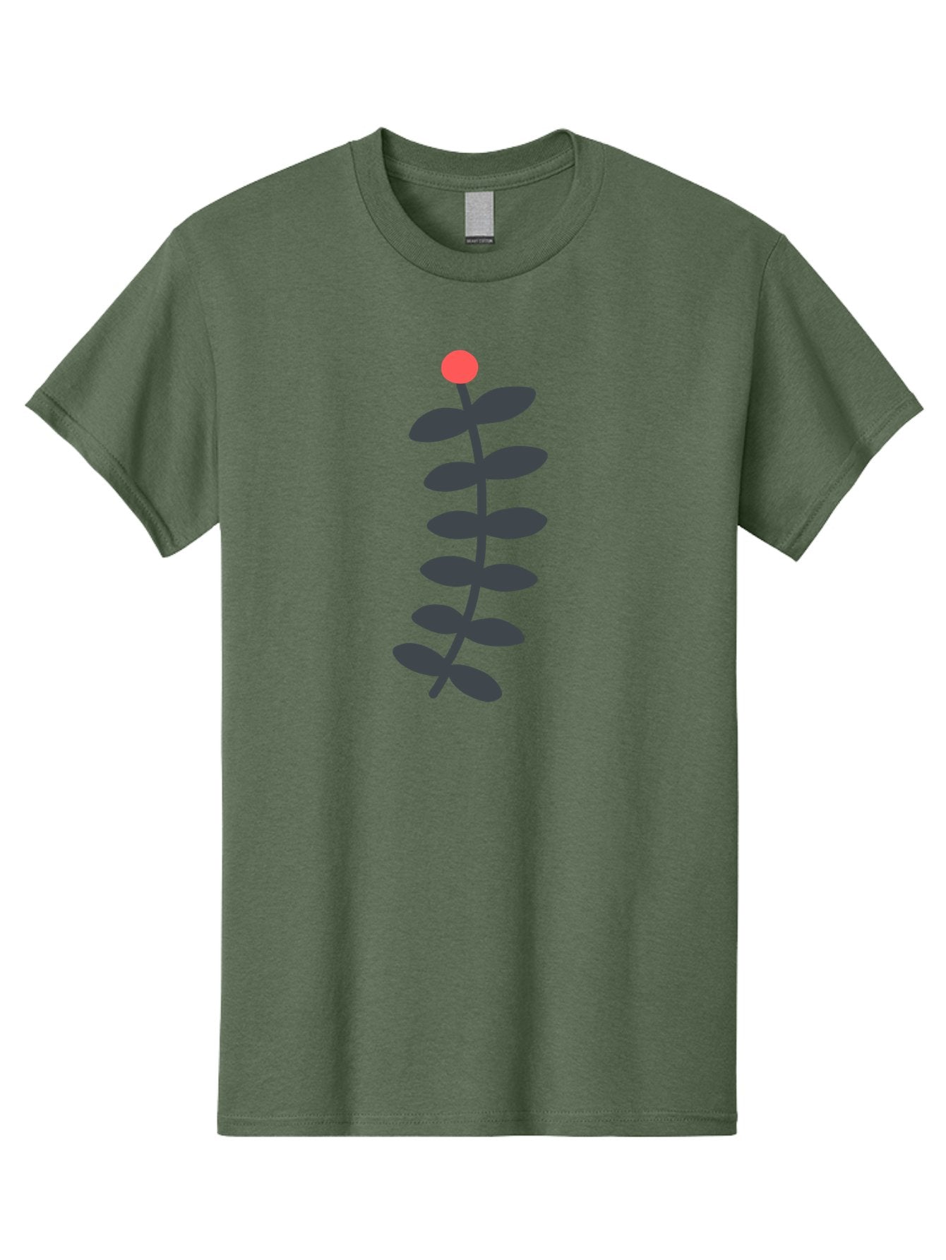 Zig-Zag-Plant Men'S Graphic Tee, 100% Cotton, Comfortable Casual Summer Wear, Machine Washable, Plant Stem, Dark Grey Leaves, Red Bud, Minimalist Design, Simple Shape, Botanical Illustration, Modern Art Aab819 8