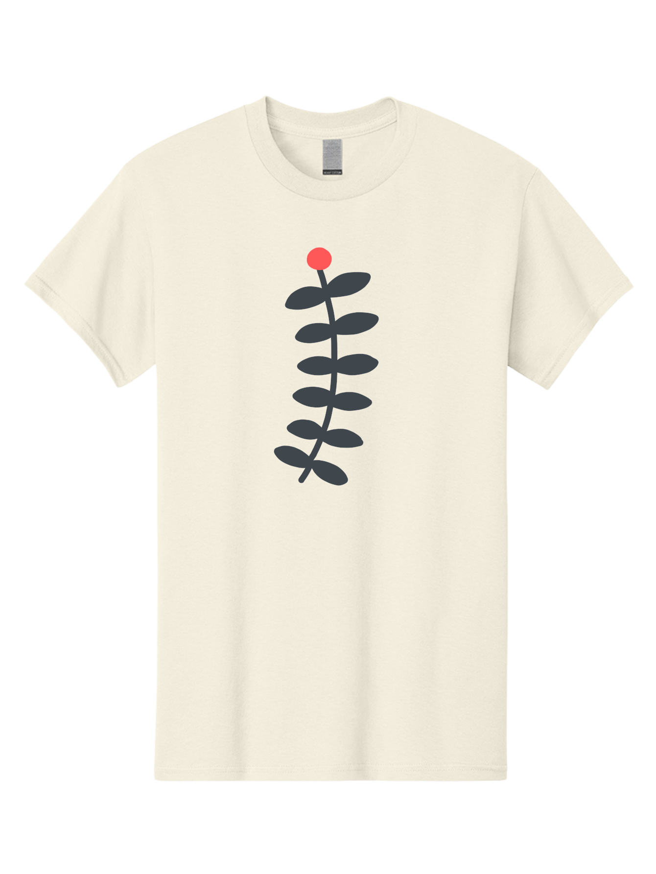 Zig-Zag-Plant Men'S Graphic Tee, 100% Cotton, Comfortable Casual Summer Wear, Machine Washable, Plant Stem, Dark Grey Leaves, Red Bud, Minimalist Design, Simple Shape, Botanical Illustration, Modern Art Aab819 27