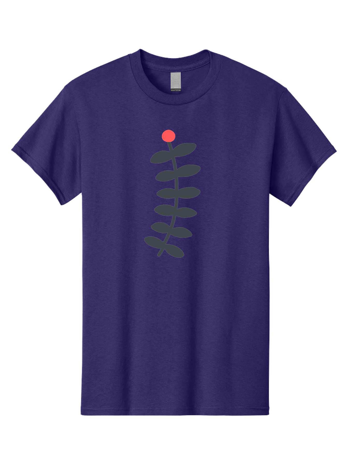 Zig-Zag-Plant Men'S Graphic Tee, 100% Cotton, Comfortable Casual Summer Wear, Machine Washable, Plant Stem, Dark Grey Leaves, Red Bud, Minimalist Design, Simple Shape, Botanical Illustration, Modern Art Aab819 17