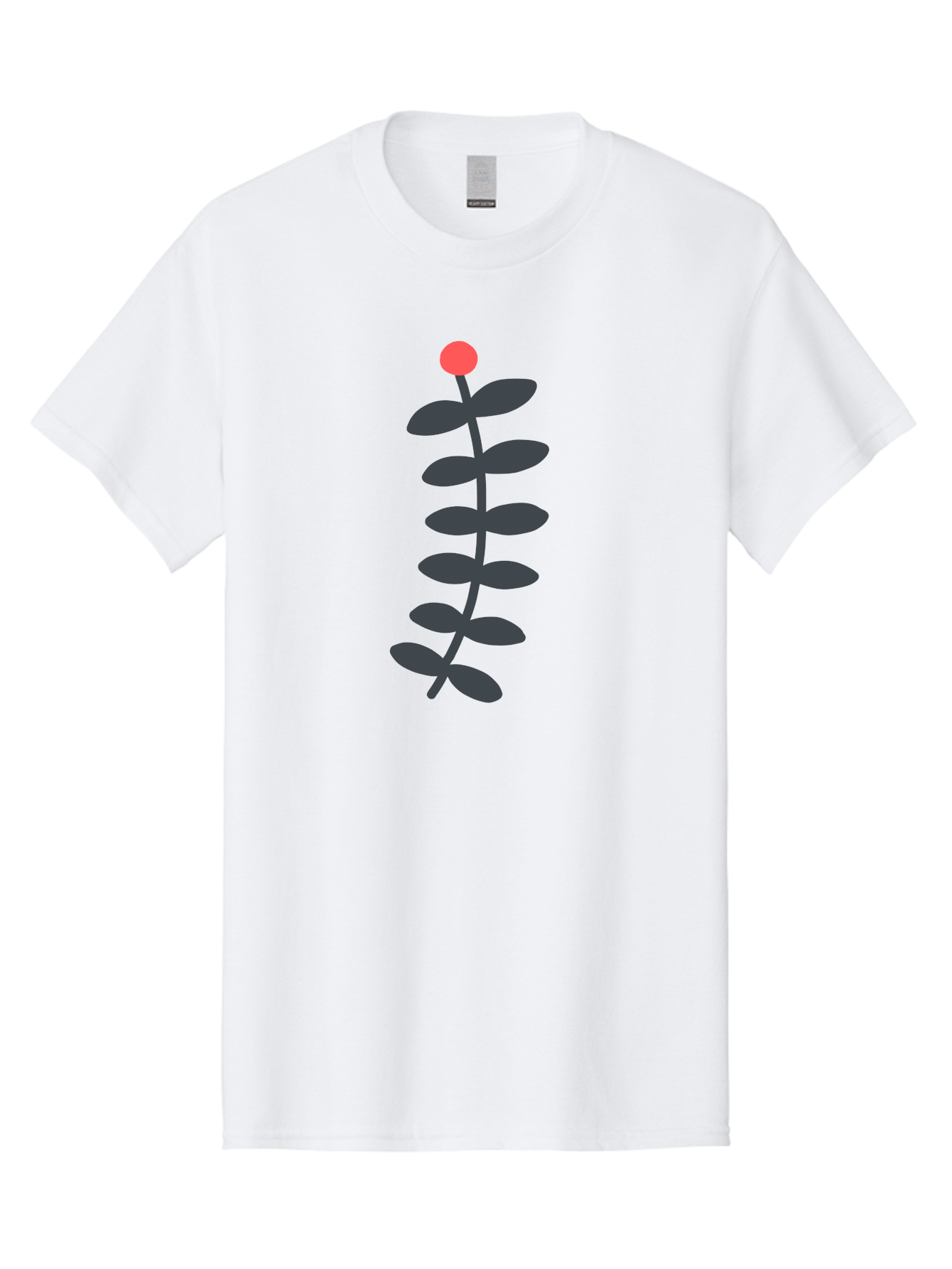Zig-Zag-Plant Men'S Graphic Tee, 100% Cotton, Comfortable Casual Summer Wear, Machine Washable, Plant Stem, Dark Grey Leaves, Red Bud, Minimalist Design, Simple Shape, Botanical Illustration, Modern Art Aab819 21
