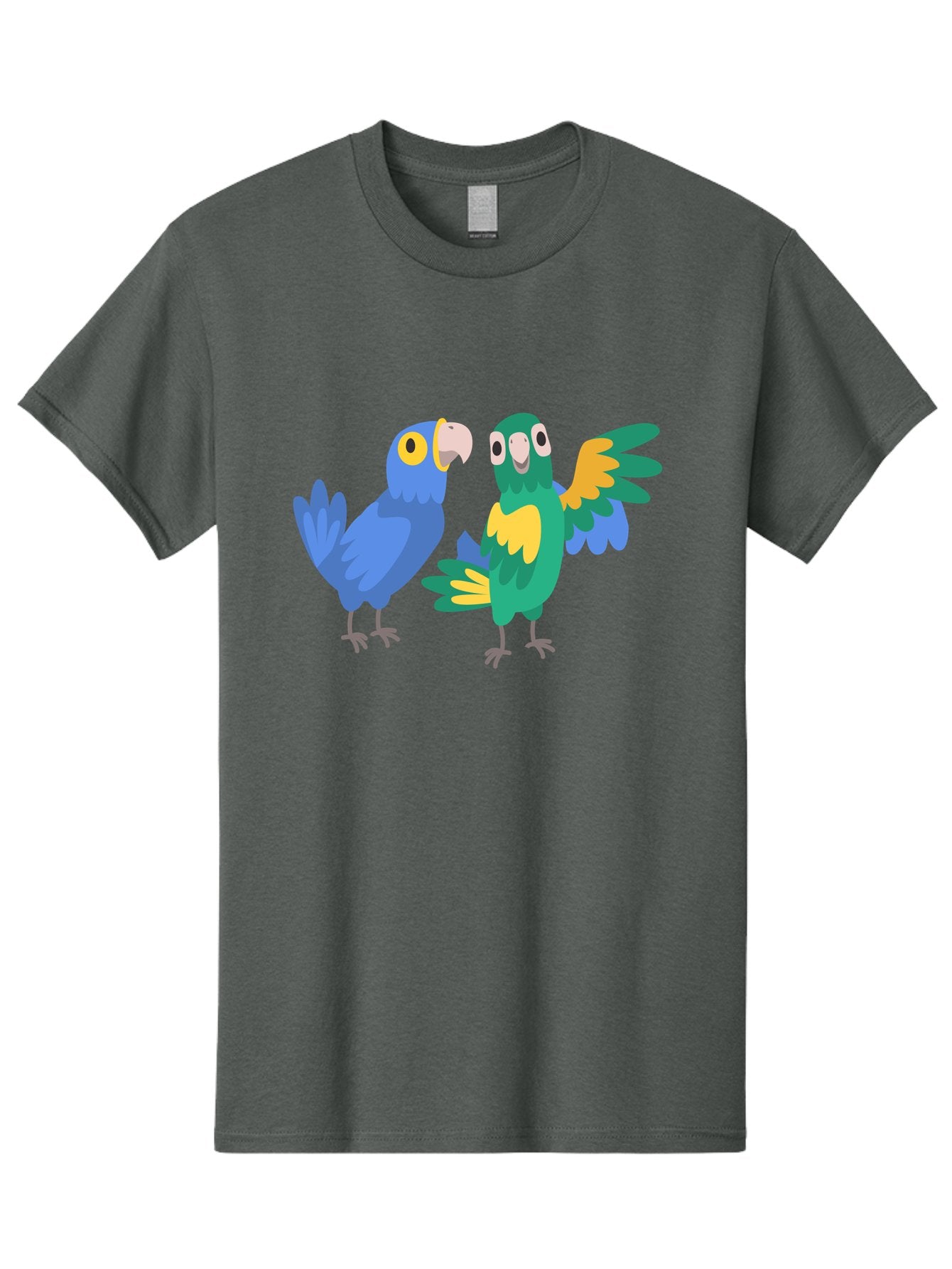 Blue-And-Green-Parrot Men'S Graphic Tee, 100% Cotton, Comfortable Casual Summer Wear, Machine Washable, Cartoon Parrots, Colorful Birds, Blue Parrot, Green Parrot, Yellow Accents, Bird Illustration, Vibrant Feathers, Talking Birds, Aab820 8