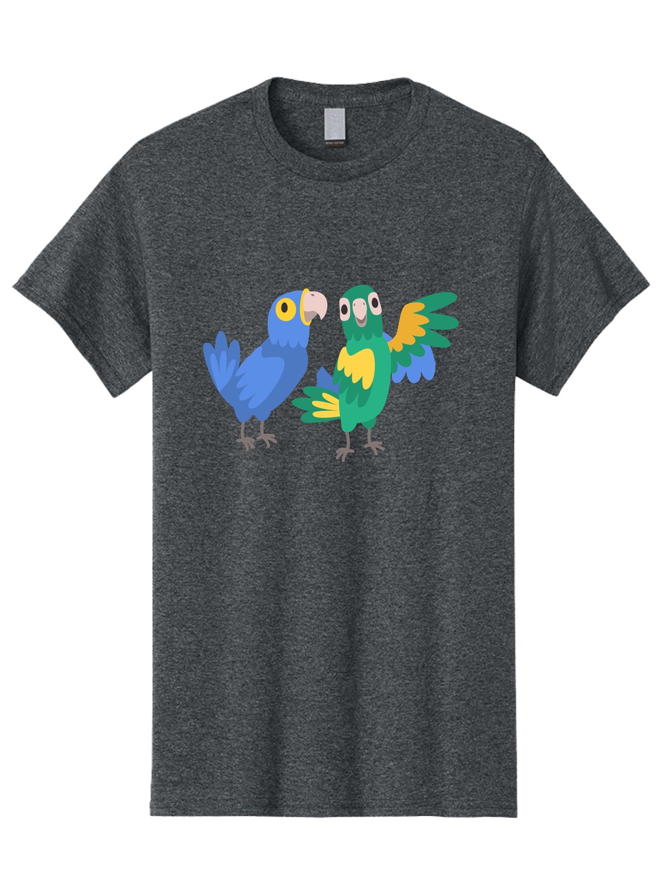 Blue-And-Green-Parrot Men'S Graphic Tee, 100% Cotton, Comfortable Casual Summer Wear, Machine Washable, Cartoon Parrots, Colorful Birds, Blue Parrot, Green Parrot, Yellow Accents, Bird Illustration, Vibrant Feathers, Talking Birds, Aab820 14
