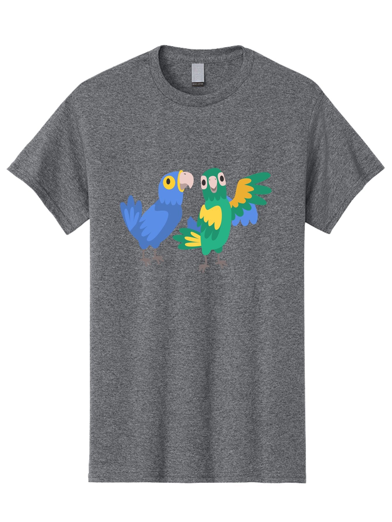 Blue-And-Green-Parrot Men'S Graphic Tee, 100% Cotton, Comfortable Casual Summer Wear, Machine Washable, Cartoon Parrots, Colorful Birds, Blue Parrot, Green Parrot, Yellow Accents, Bird Illustration, Vibrant Feathers, Talking Birds, Aab820 9