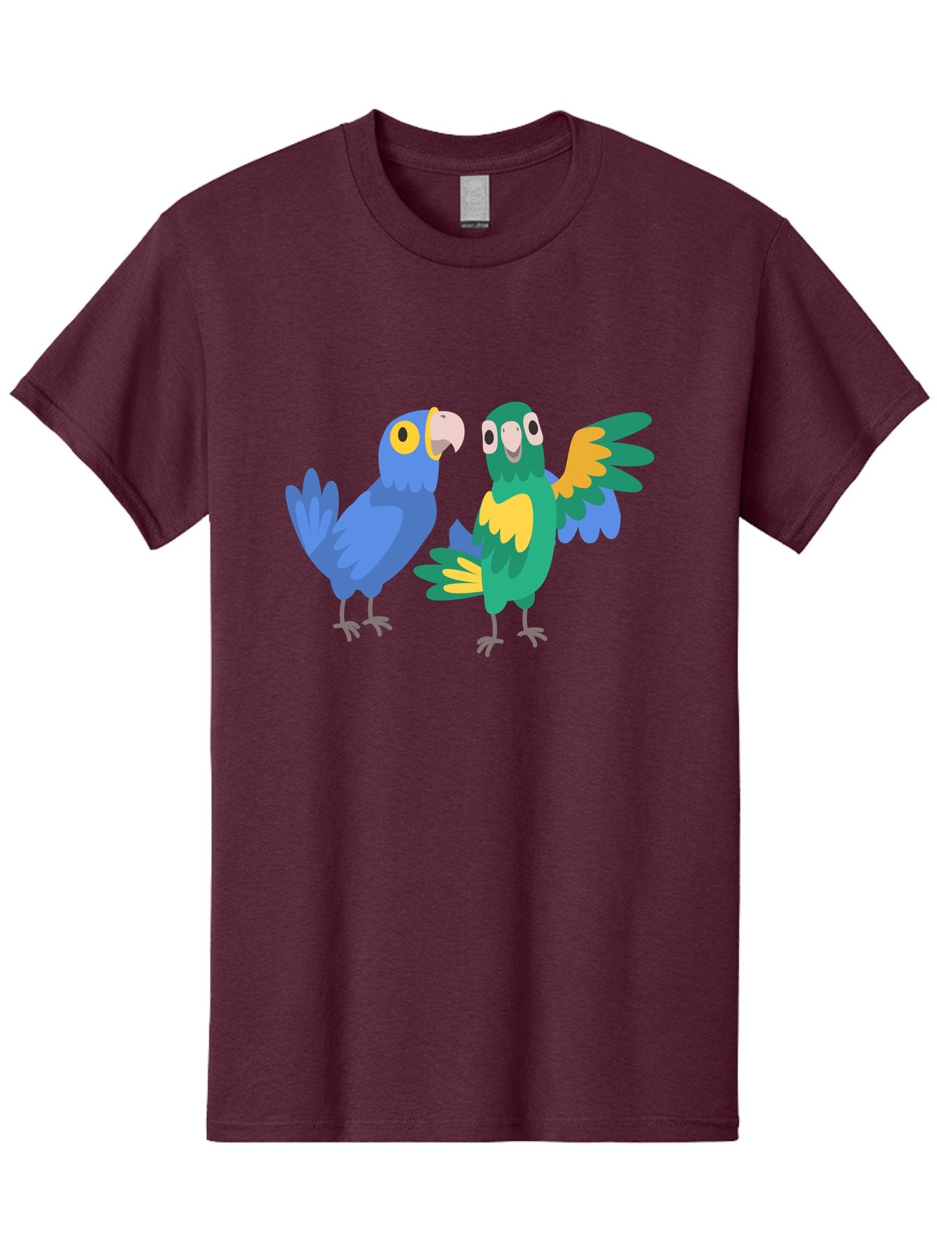 Blue-And-Green-Parrot Men'S Graphic Tee, 100% Cotton, Comfortable Casual Summer Wear, Machine Washable, Cartoon Parrots, Colorful Birds, Blue Parrot, Green Parrot, Yellow Accents, Bird Illustration, Vibrant Feathers, Talking Birds, Aab820 12