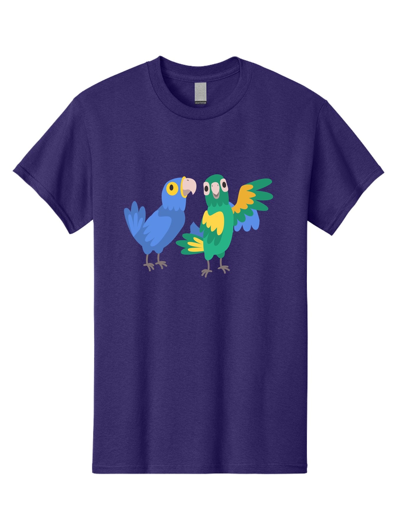 Blue-And-Green-Parrot Men'S Graphic Tee, 100% Cotton, Comfortable Casual Summer Wear, Machine Washable, Cartoon Parrots, Colorful Birds, Blue Parrot, Green Parrot, Yellow Accents, Bird Illustration, Vibrant Feathers, Talking Birds, Aab820 7