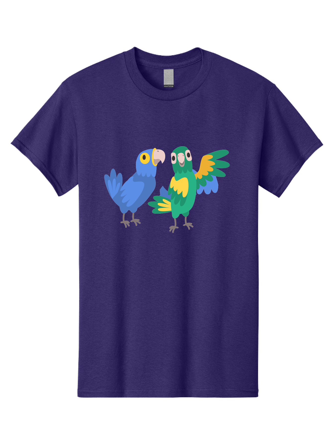 Blue-And-Green-Parrot Men'S Graphic Tee, 100% Cotton, Comfortable Casual Summer Wear, Machine Washable, Cartoon Parrots, Colorful Birds, Blue Parrot, Green Parrot, Yellow Accents, Bird Illustration, Vibrant Feathers, Talking Birds, Aab820 25