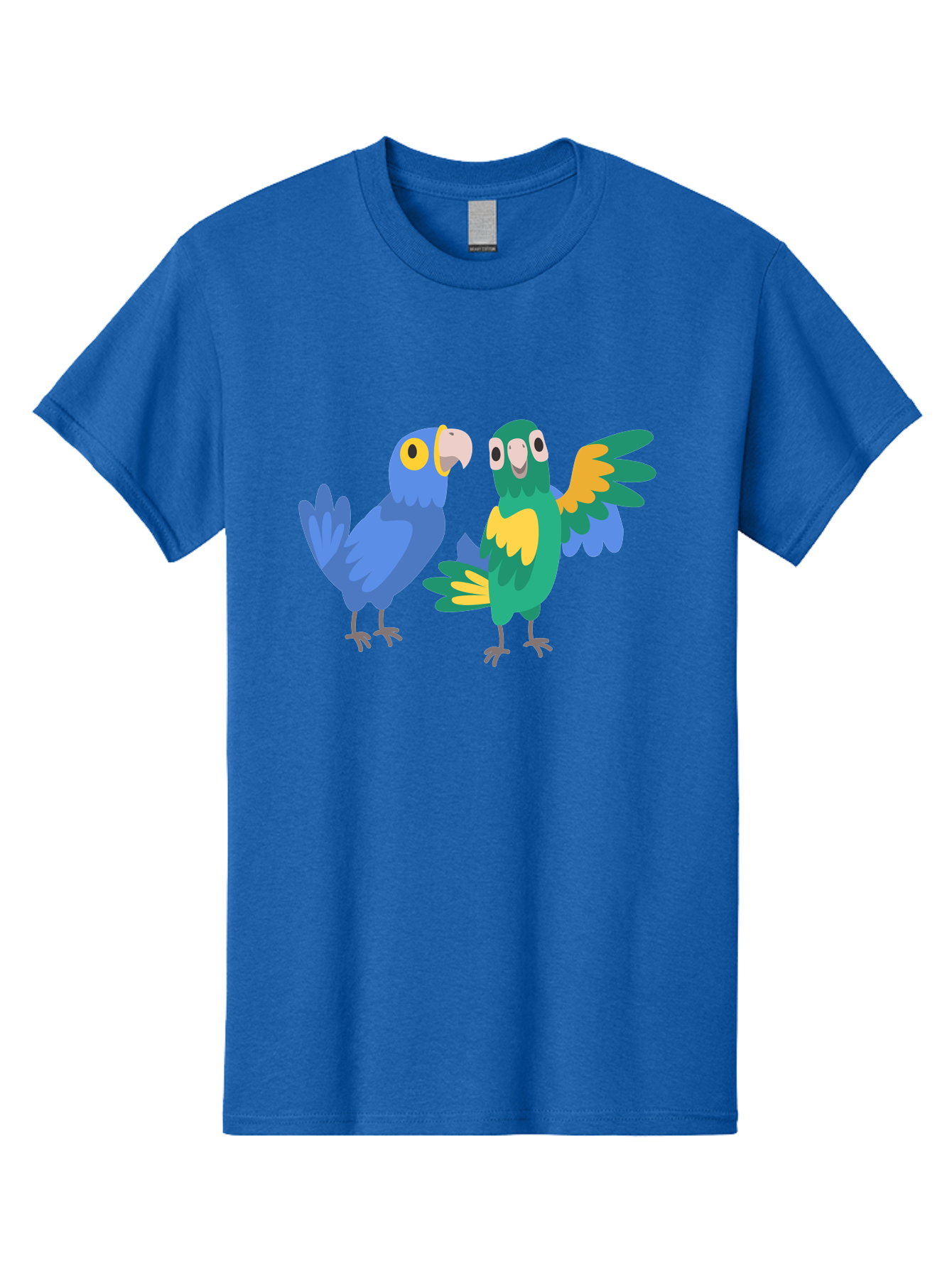 Blue-And-Green-Parrot Men'S Graphic Tee, 100% Cotton, Comfortable Casual Summer Wear, Machine Washable, Cartoon Parrots, Colorful Birds, Blue Parrot, Green Parrot, Yellow Accents, Bird Illustration, Vibrant Feathers, Talking Birds, Aab820 29