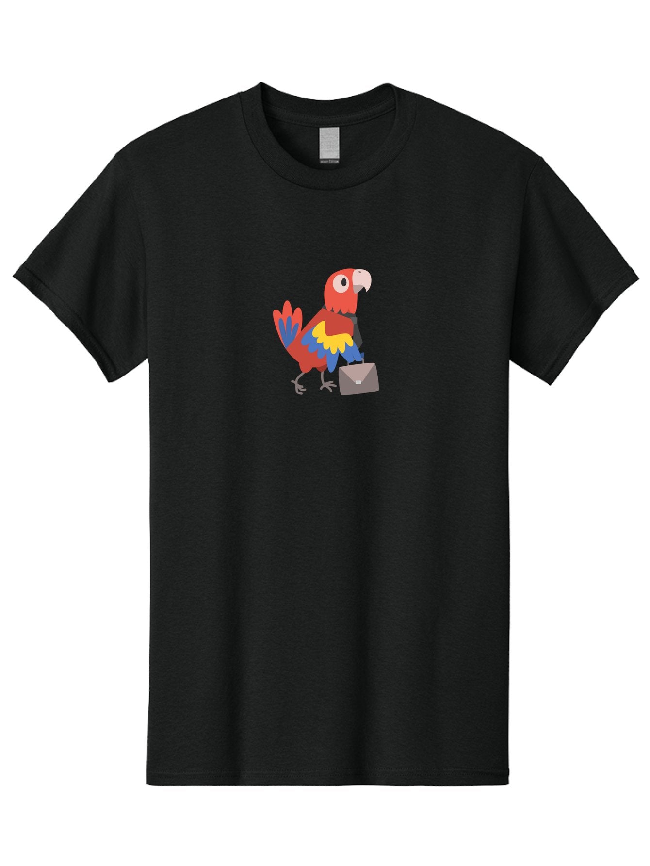 Business-Parrot Men'S Graphic Tee, 100% Cotton, Comfortable Casual Summer Wear, Machine Washable, Cartoon Parrot, Colorful Bird, Briefcase, Business Attire, Office Worker, Tropical Twist, Modern Illustration, Professional Bird, Aab821