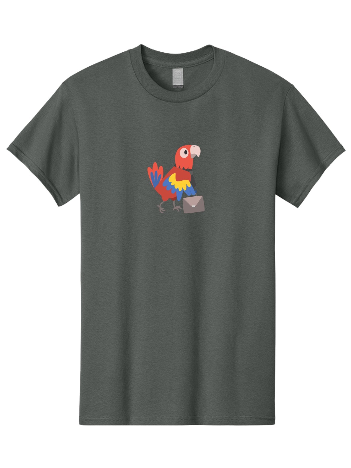 Business-Parrot Men'S Graphic Tee, 100% Cotton, Comfortable Casual Summer Wear, Machine Washable, Cartoon Parrot, Colorful Bird, Briefcase, Business Attire, Office Worker, Tropical Twist, Modern Illustration, Professional Bird, Aab821 15