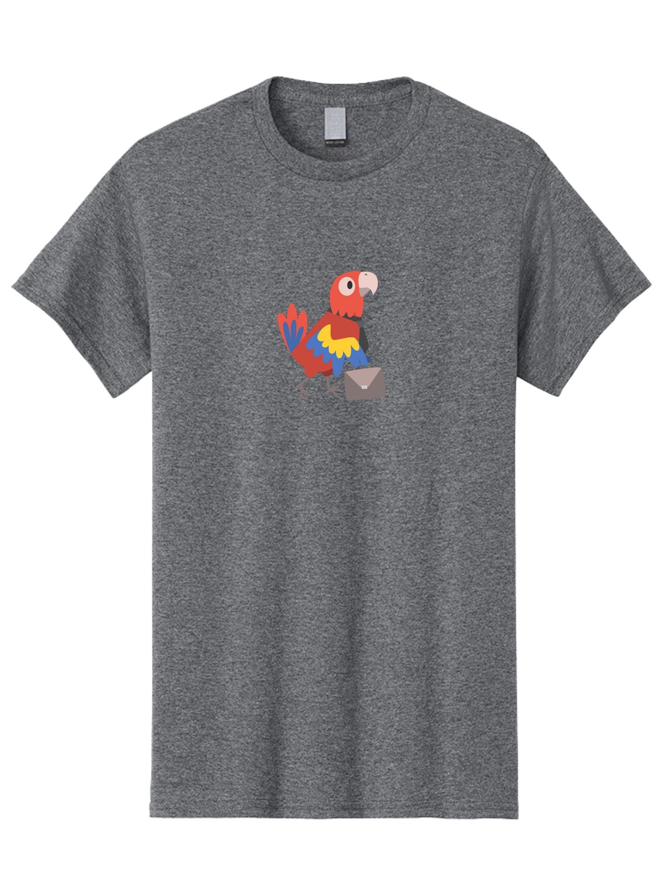 Business-Parrot Men'S Graphic Tee, 100% Cotton, Comfortable Casual Summer Wear, Machine Washable, Cartoon Parrot, Colorful Bird, Briefcase, Business Attire, Office Worker, Tropical Twist, Modern Illustration, Professional Bird, Aab821 3